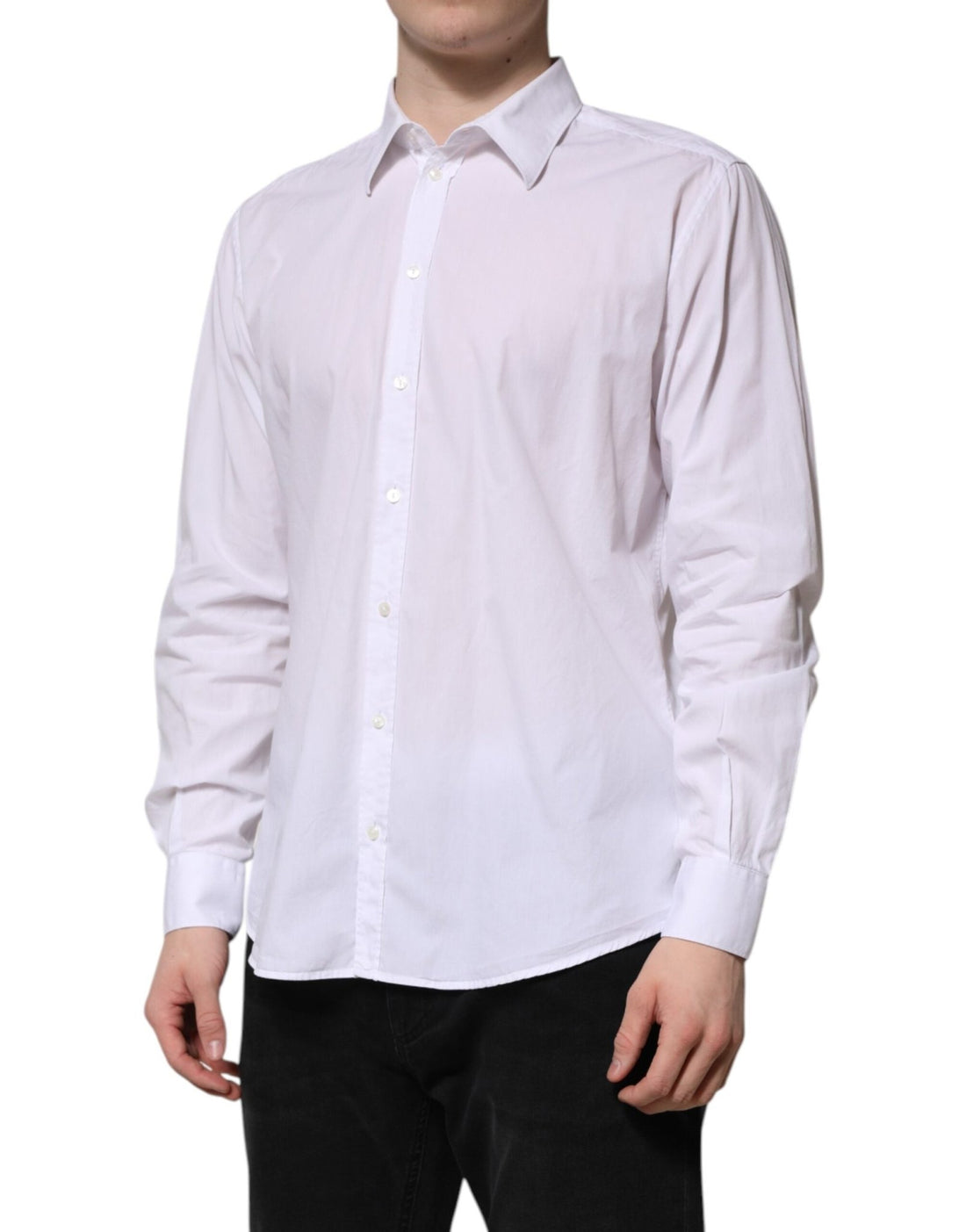 Dolce & Gabbana White Cotton STAFF Long Sleeves Formal Shirt - RIMODA