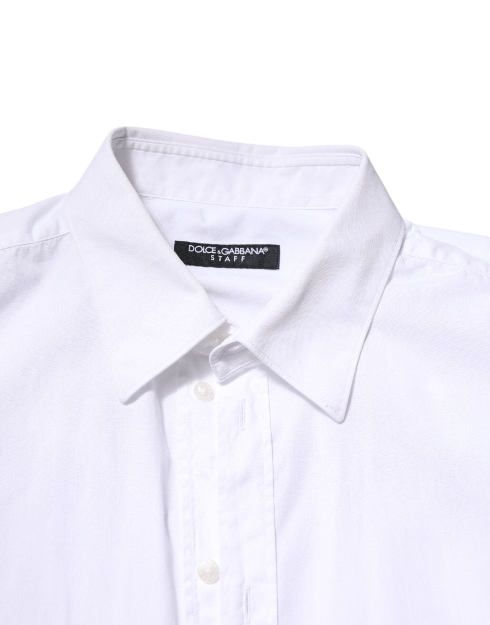 Dolce & Gabbana White Cotton STAFF Long Sleeves Formal Shirt - RIMODA