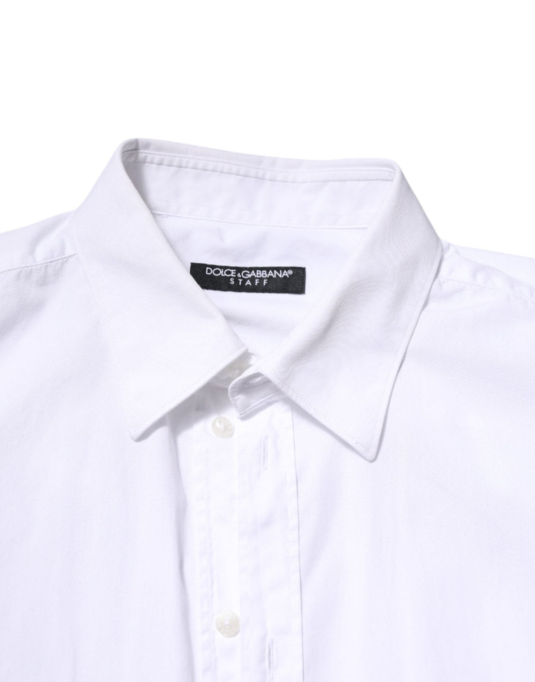 Dolce & Gabbana White Cotton STAFF Long Sleeves Formal Shirt - RIMODA