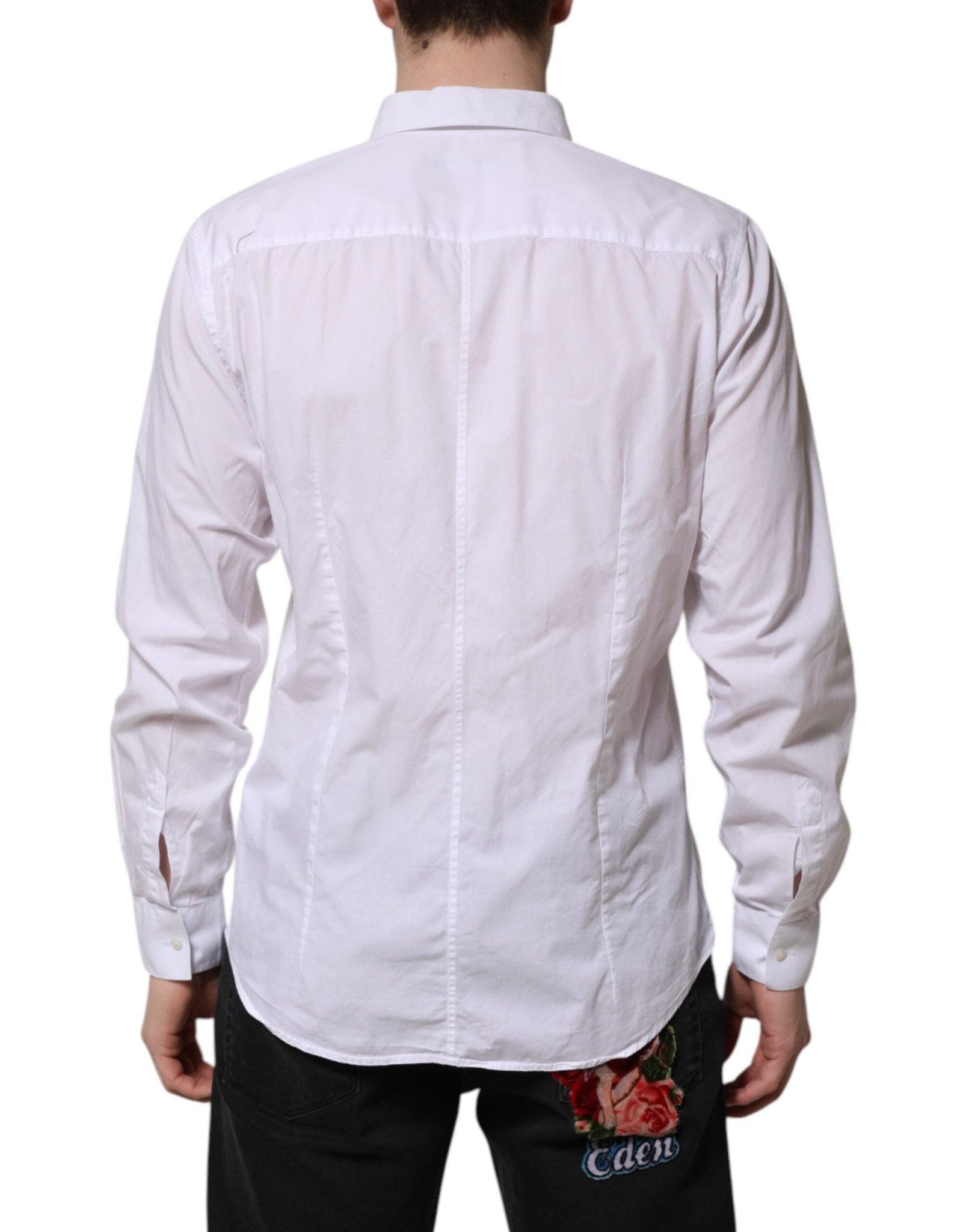 Dolce & Gabbana White Cotton STAFF Long Sleeves Formal Shirt - RIMODA