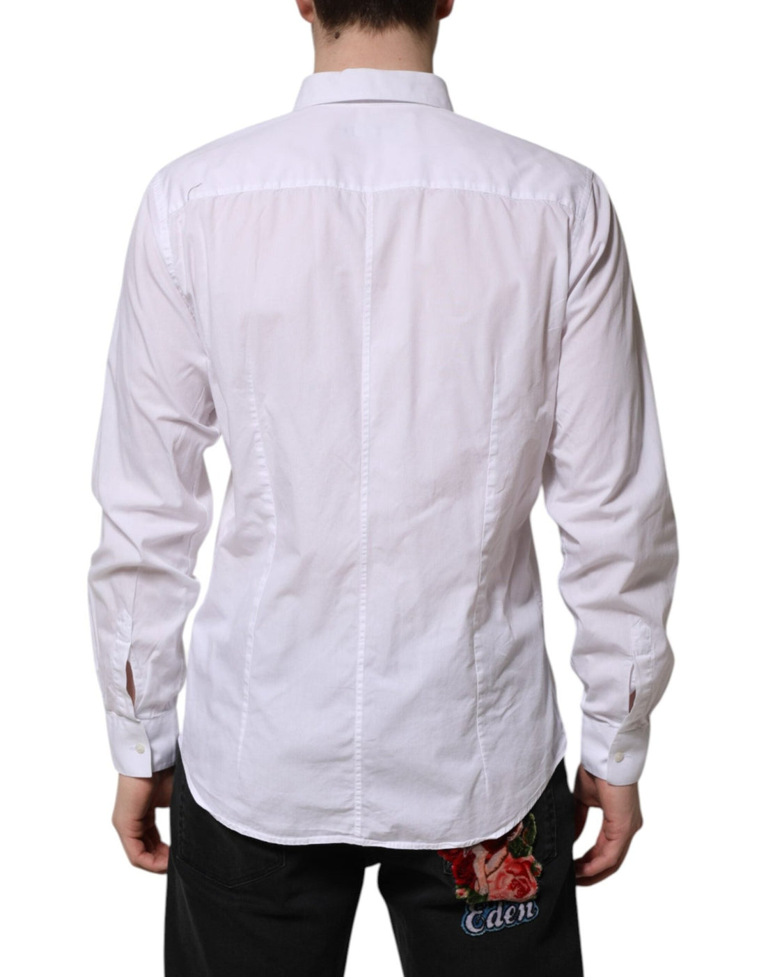 Dolce & Gabbana White Cotton STAFF Long Sleeves Formal Shirt - RIMODA