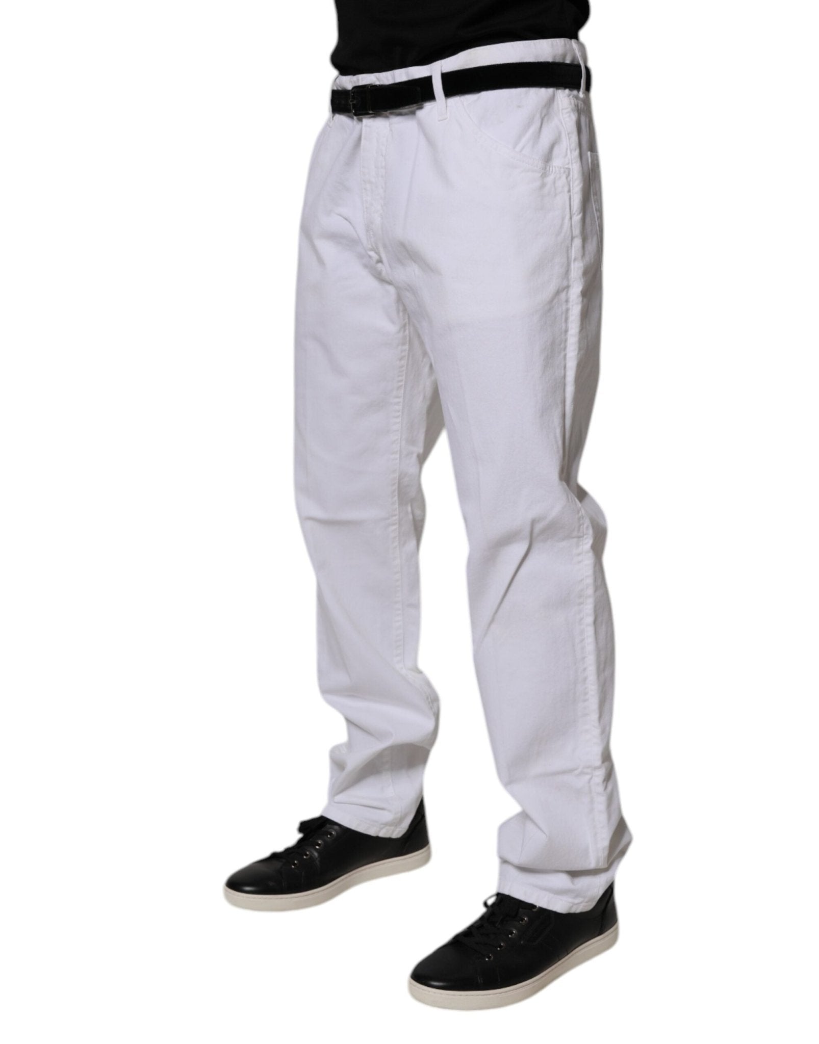 Dolce & Gabbana White Cotton Straight Men Denim Jeans - RIMODA