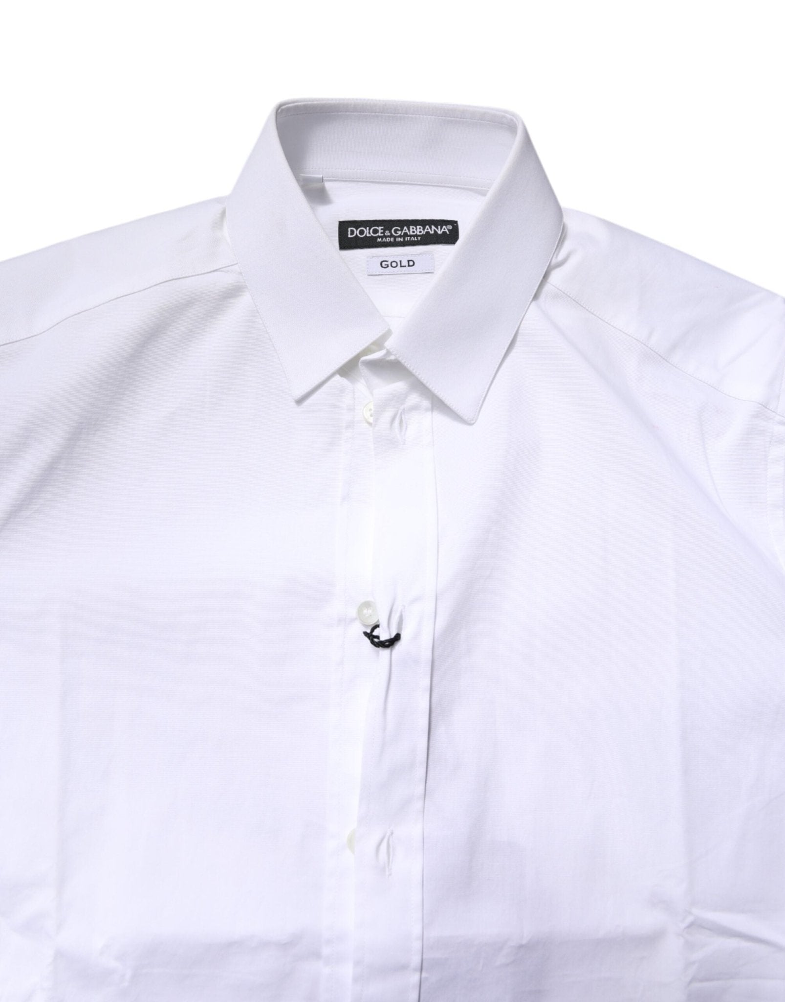 Dolce & Gabbana White Cotton Stretch GOLD Dress Formal Shirt - RIMODA