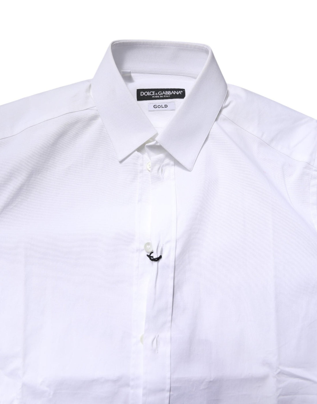 Dolce & Gabbana White Cotton Stretch GOLD Dress Formal Shirt - RIMODA