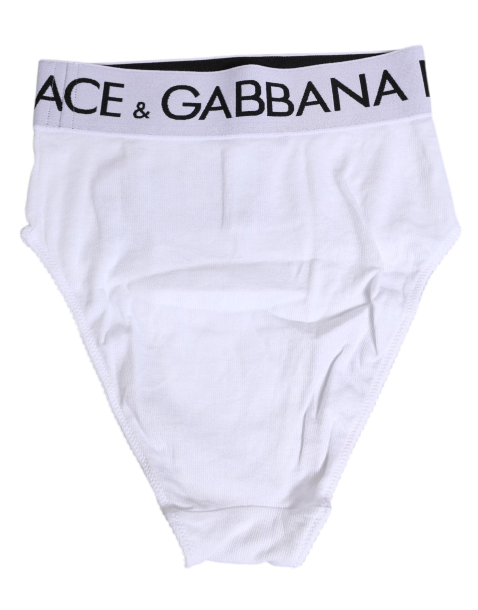 Dolce & Gabbana White Cotton Stretch High Waist Panty Underwear - RIMODA