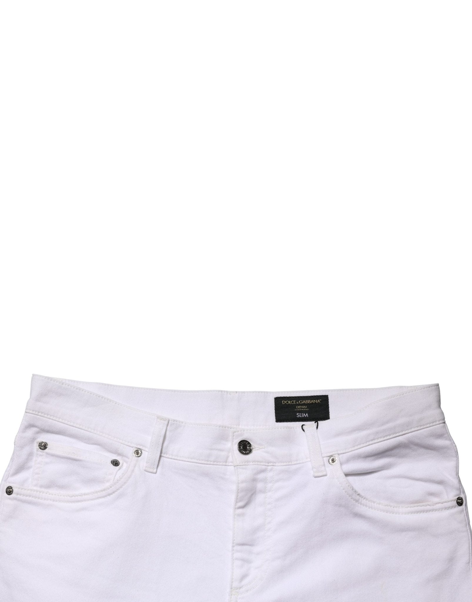 Dolce & Gabbana White Cotton Tattered Men Slim Fit Denim Jeans - RIMODA