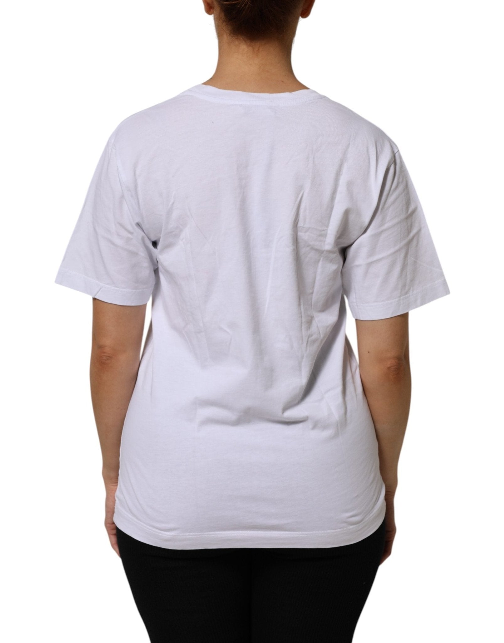 Dolce & Gabbana White Cotton V-Neck Short Sleeves T-Shirt - RIMODA