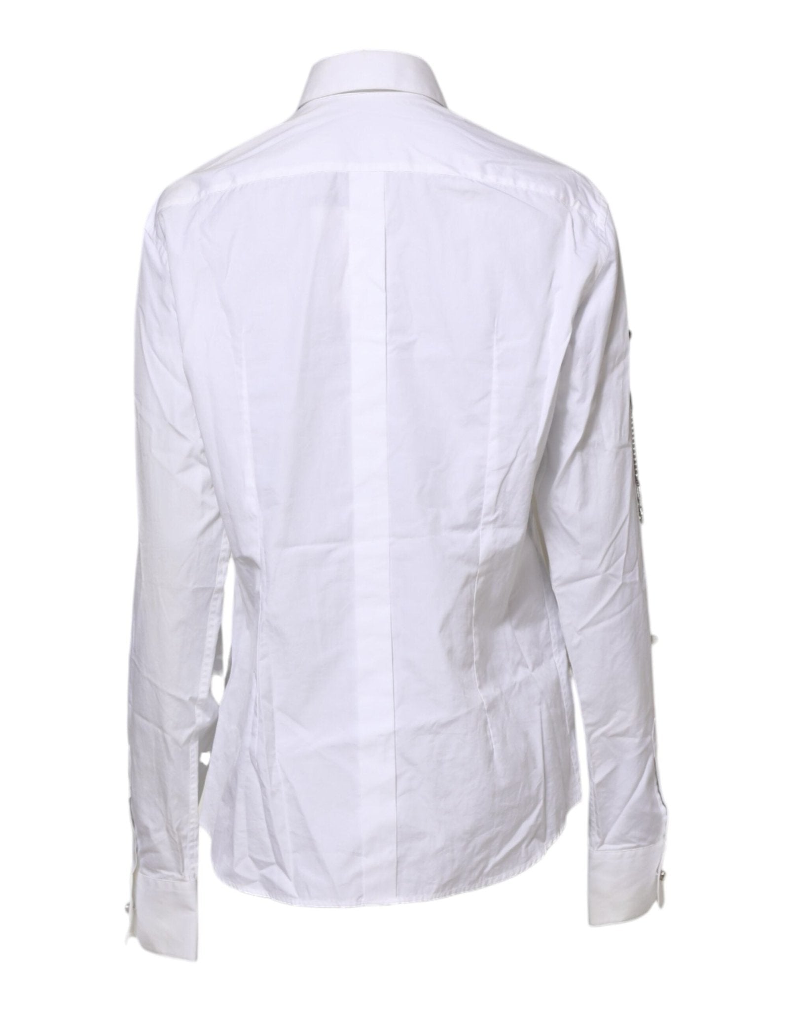 Dolce & Gabbana White Crystal Embellished Collared Shirt Top - RIMODA