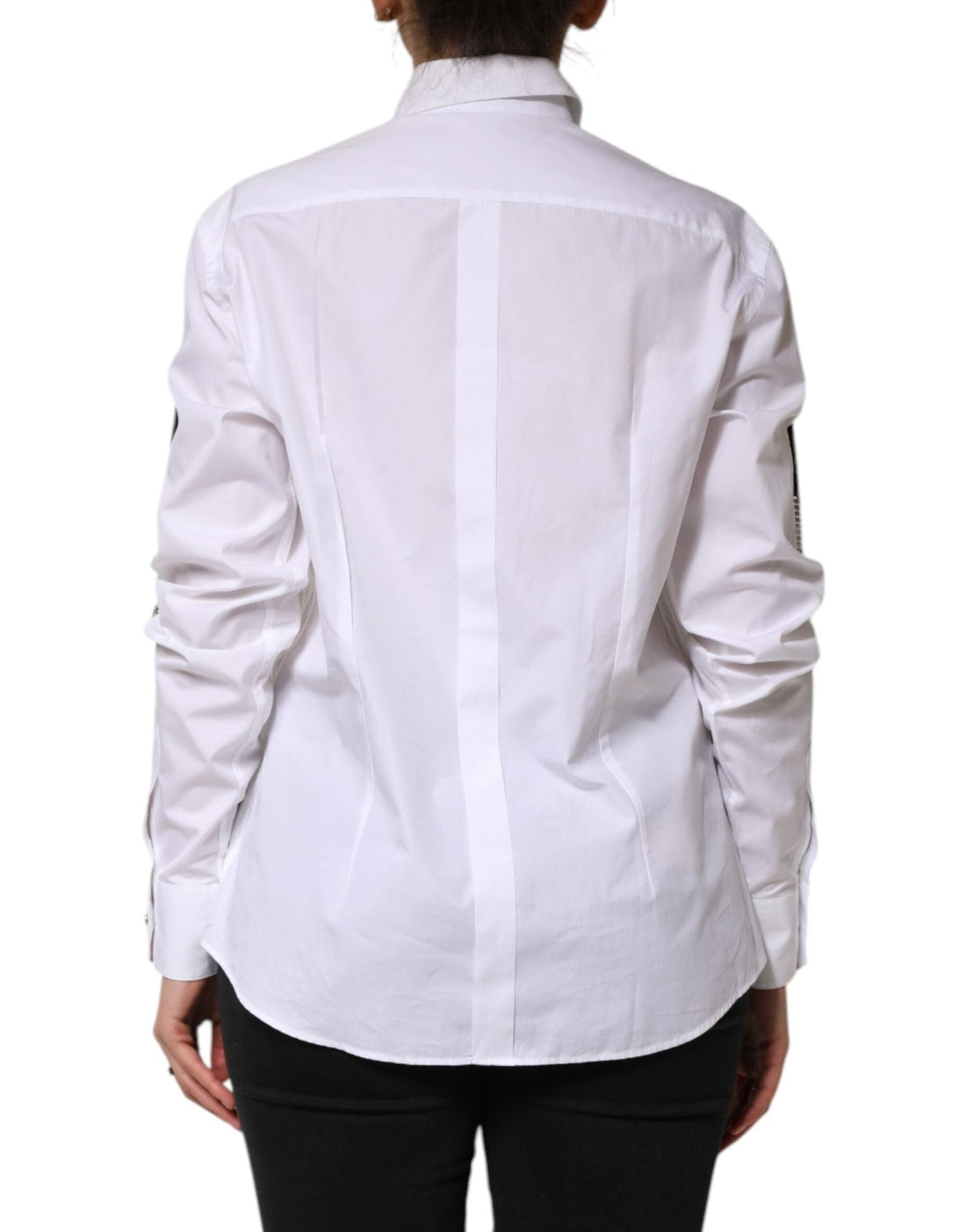 Dolce & Gabbana White Crystal Embellished Collared Shirt Top - RIMODA