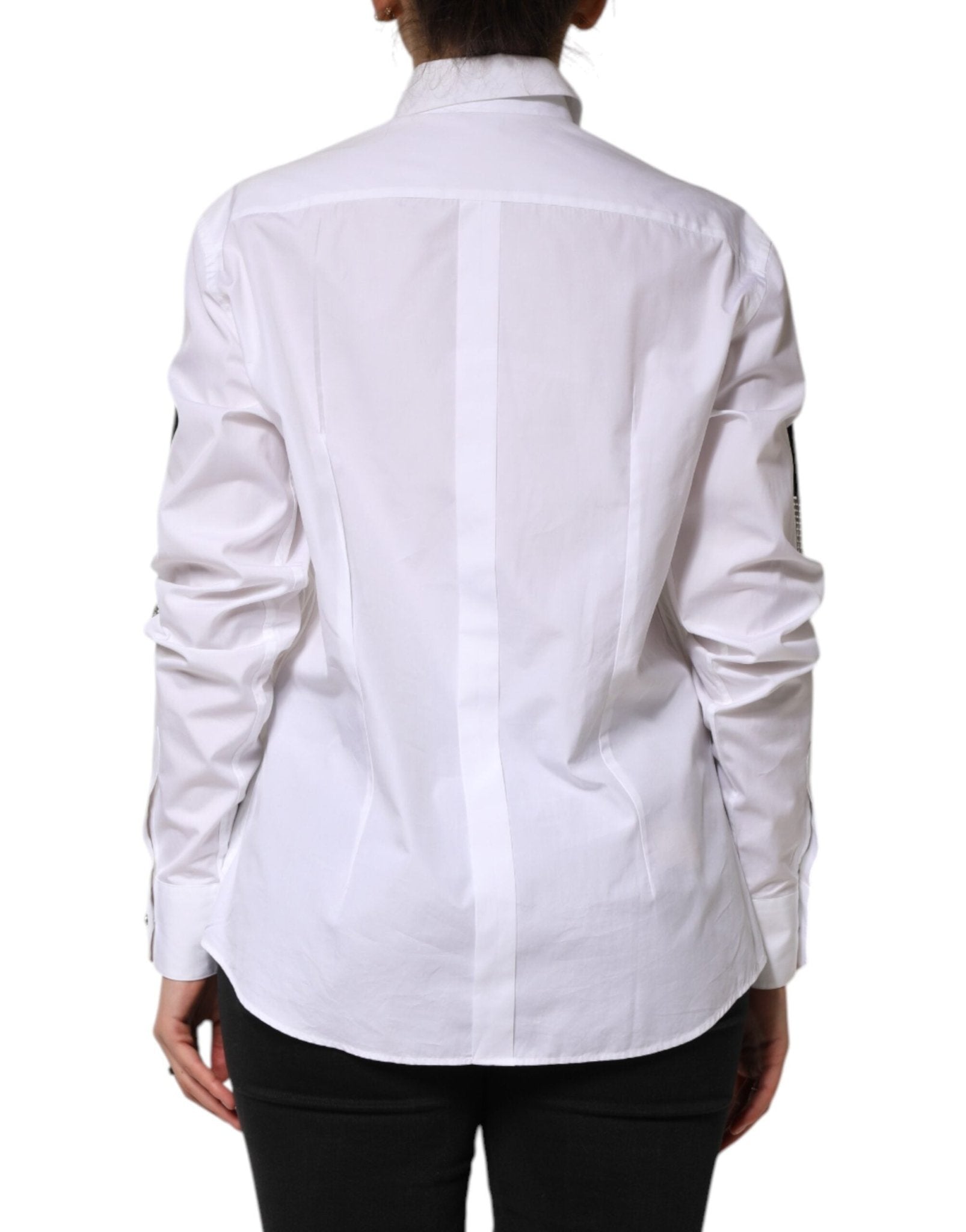 Dolce & Gabbana White Crystal Embellished Dress Shirt Top - RIMODA