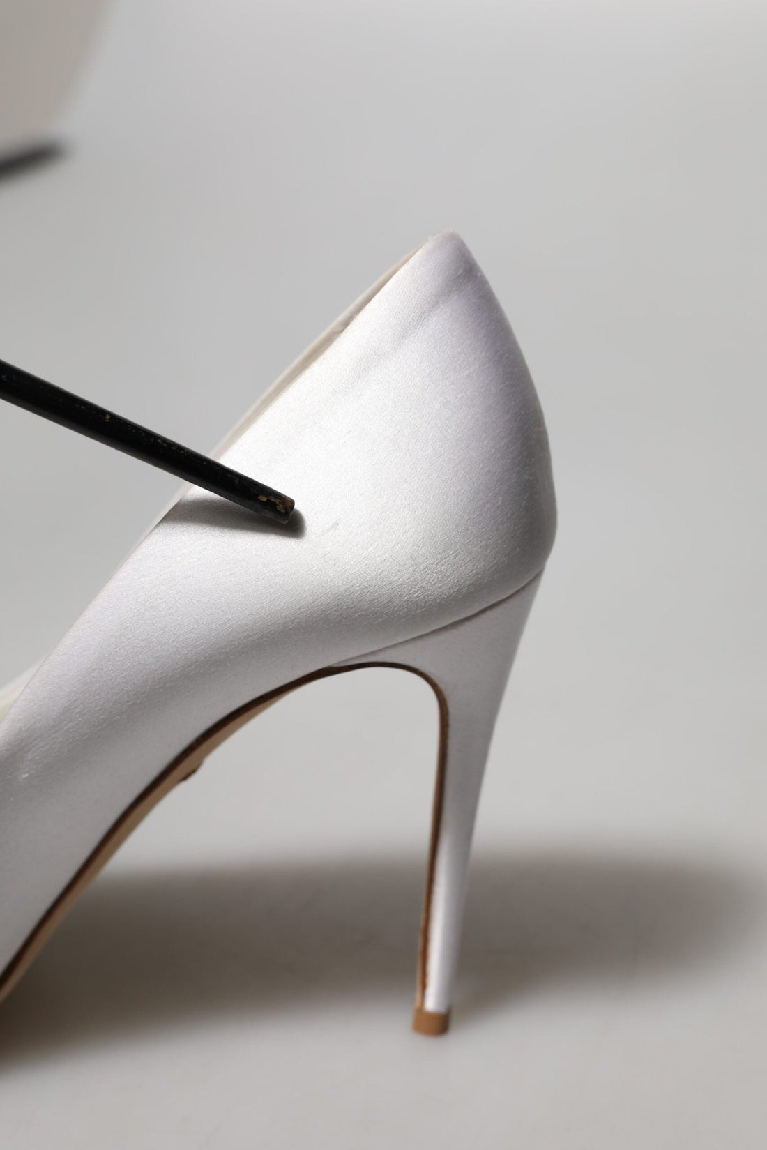 Dolce & Gabbana White Crystals Peep Toe Satin Pumps Shoes - RIMODA