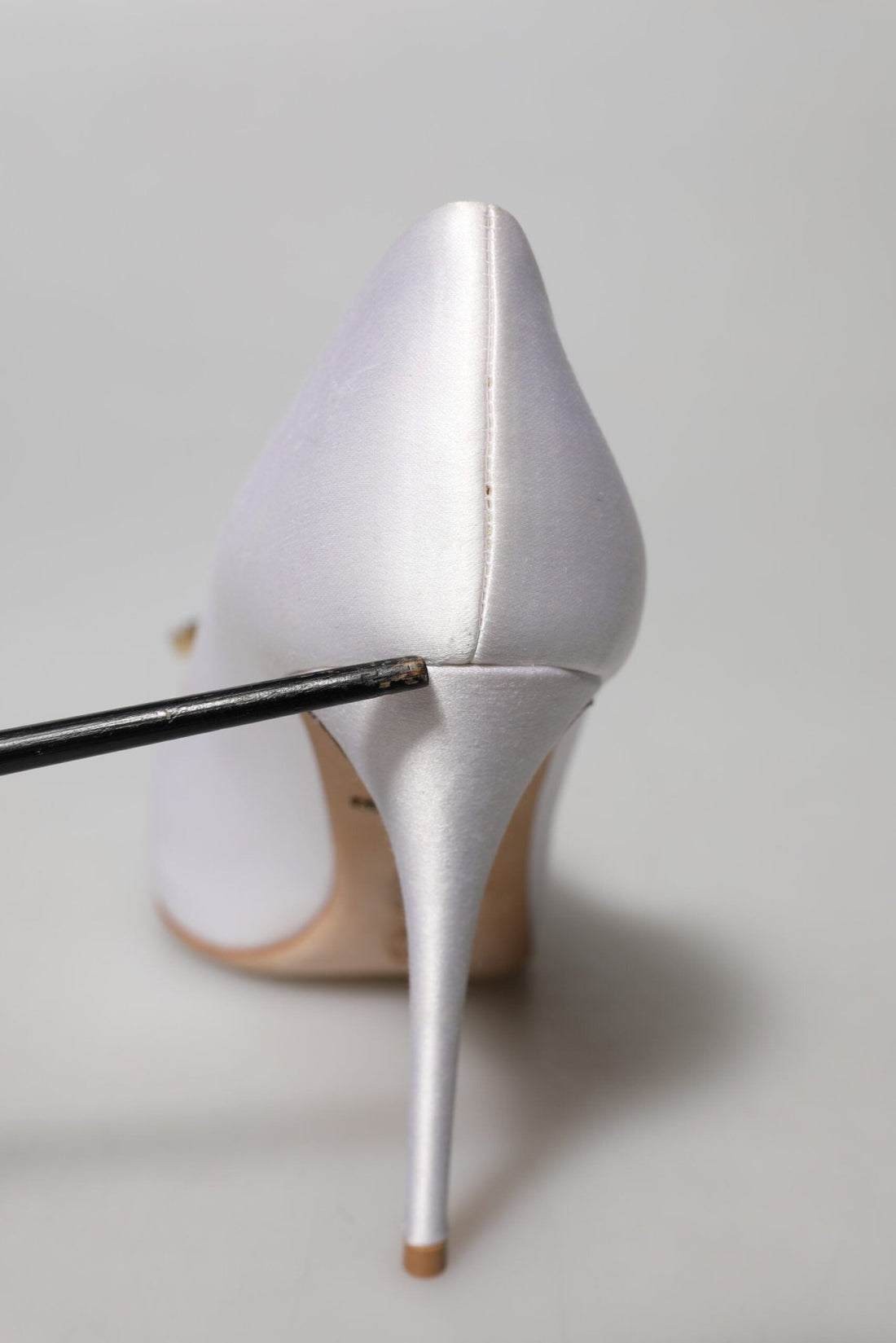 Dolce & Gabbana White Crystals Peep Toe Satin Pumps Shoes - RIMODA