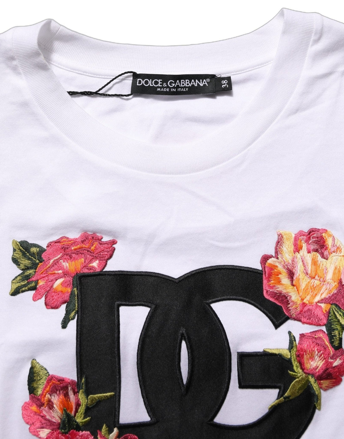 Dolce & Gabbana White DG Floral Cotton Jersey Crop T-shirt - RIMODA