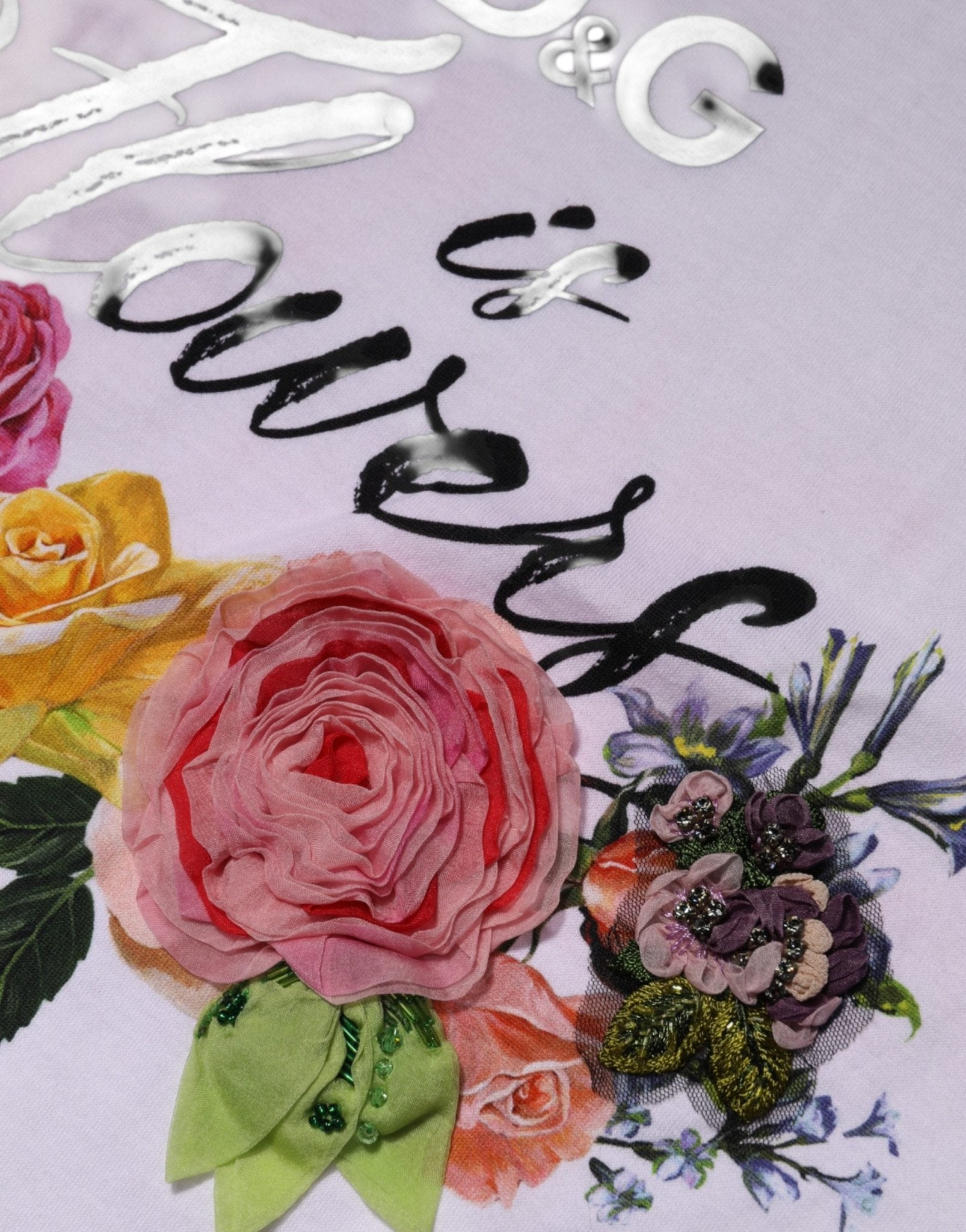Dolce & Gabbana White D&G Is Flowers Embellished T-shirt - RIMODA