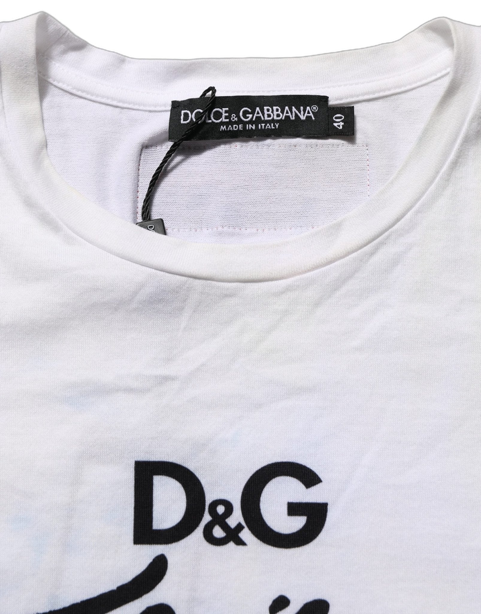 Dolce & Gabbana White D&G is Flowers Print Round Neck T-shirt - RIMODA