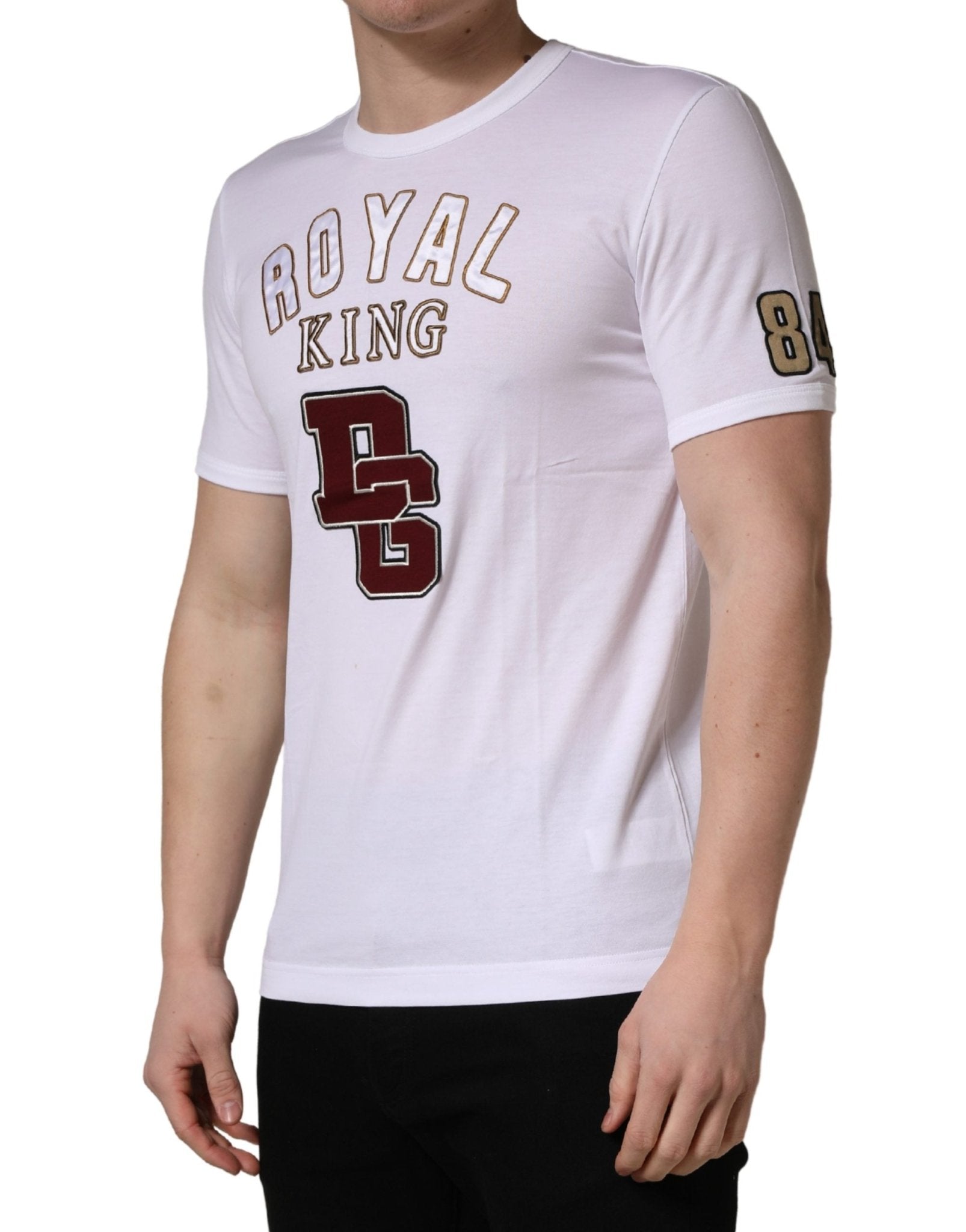 Dolce & Gabbana White DG King Royal Crew Neck Cotton T-shirt - RIMODA