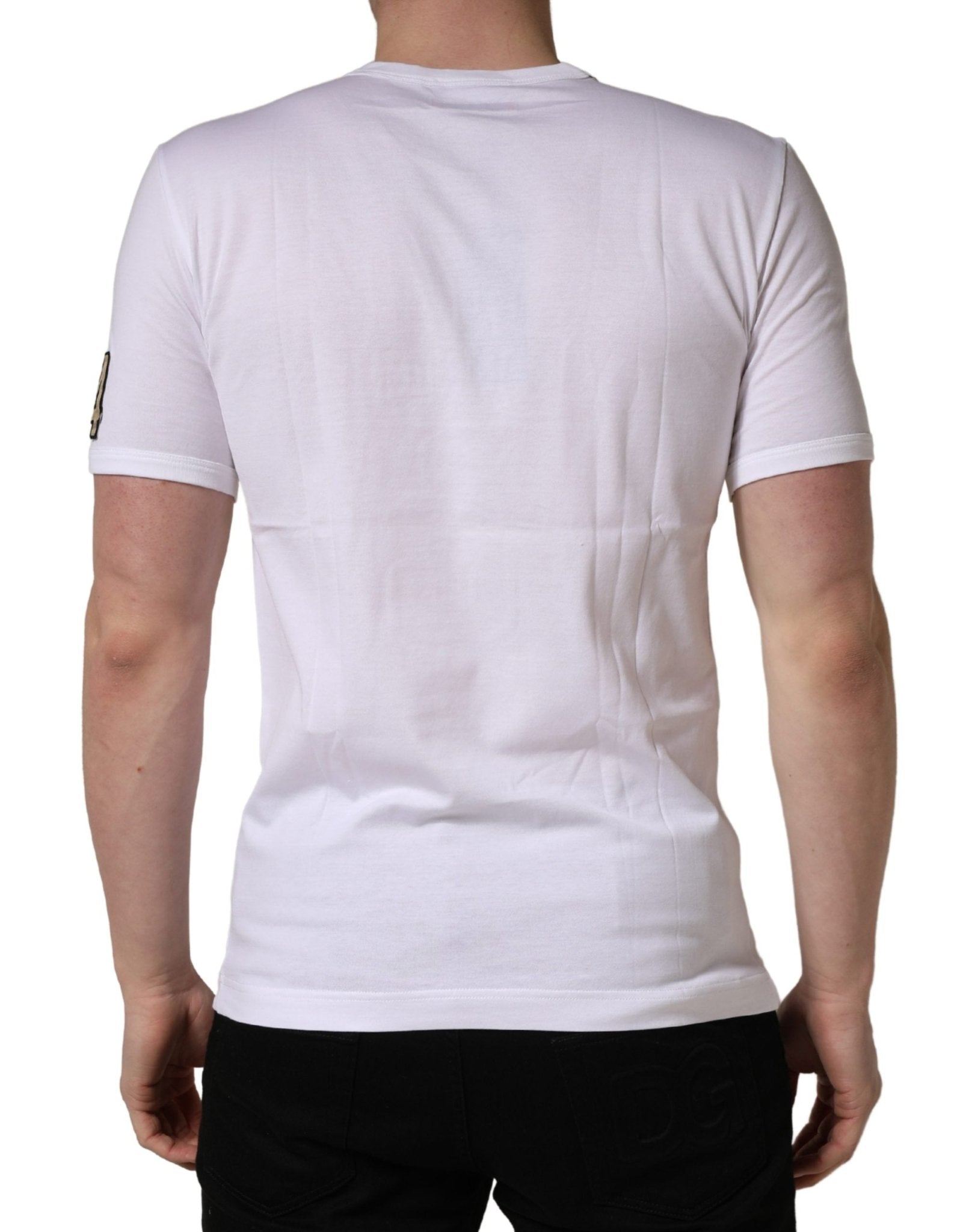 Dolce & Gabbana White DG King Royal Crew Neck Cotton T-shirt - RIMODA