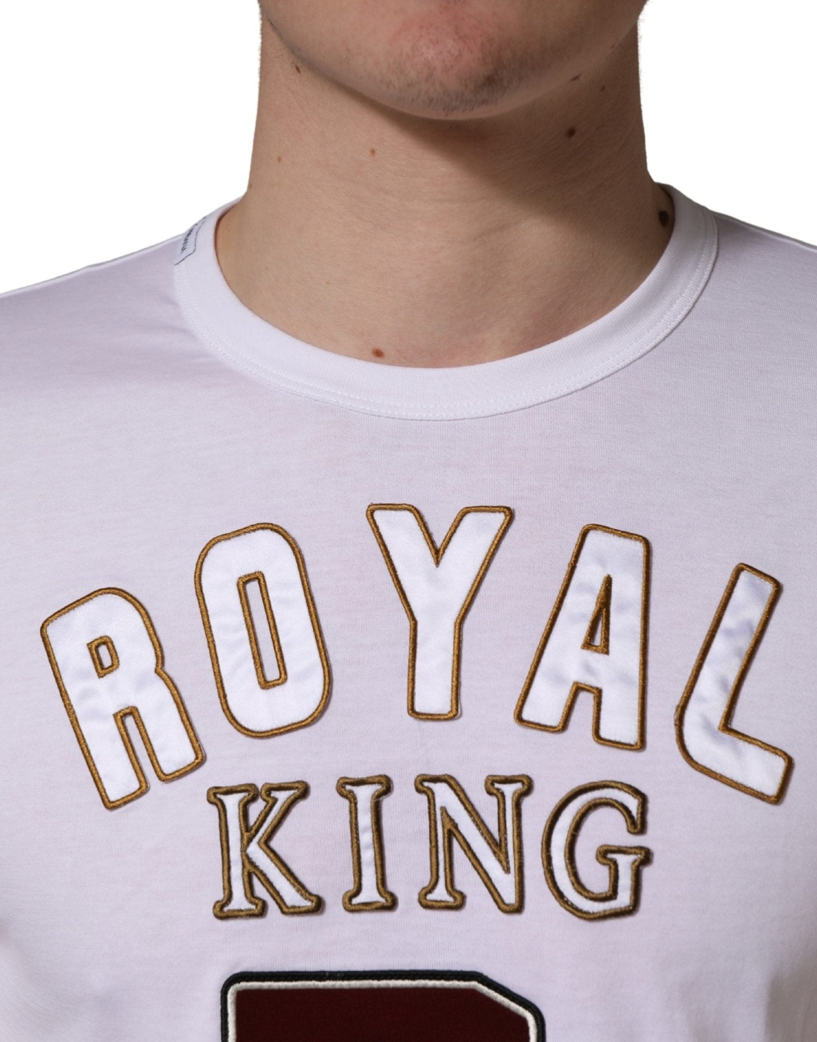 Dolce & Gabbana White DG King Royal Crew Neck Cotton T-shirt - RIMODA