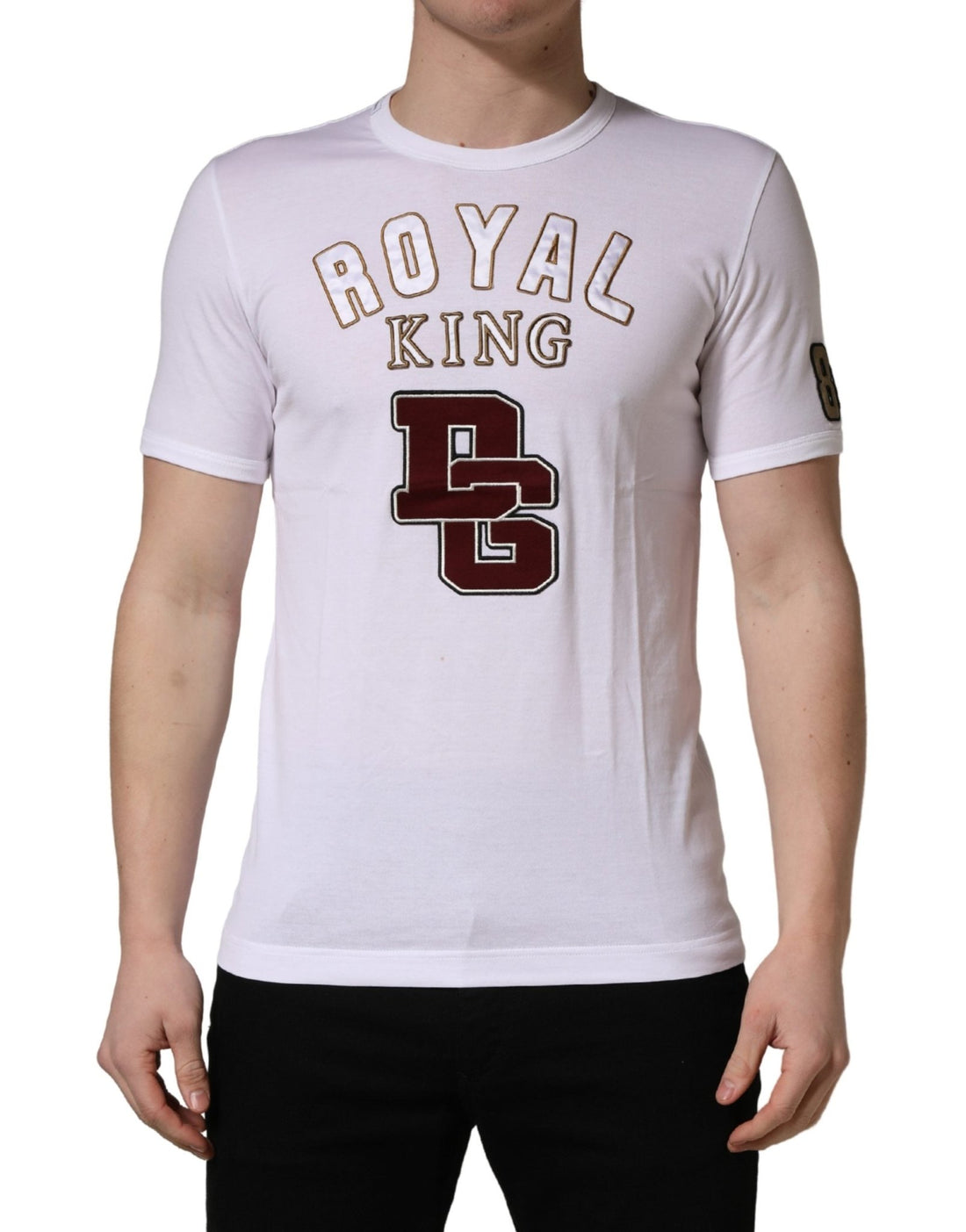 Dolce & Gabbana White DG King Royal Crew Neck Cotton T-shirt - RIMODA