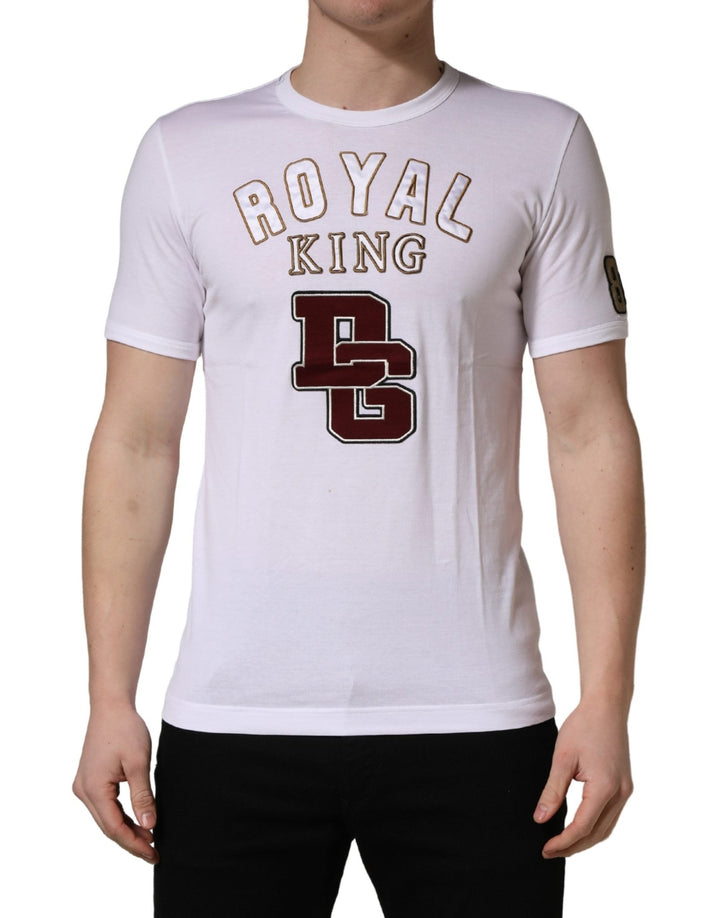 Dolce & Gabbana White DG King Royal Crew Neck Cotton T-shirt - RIMODA