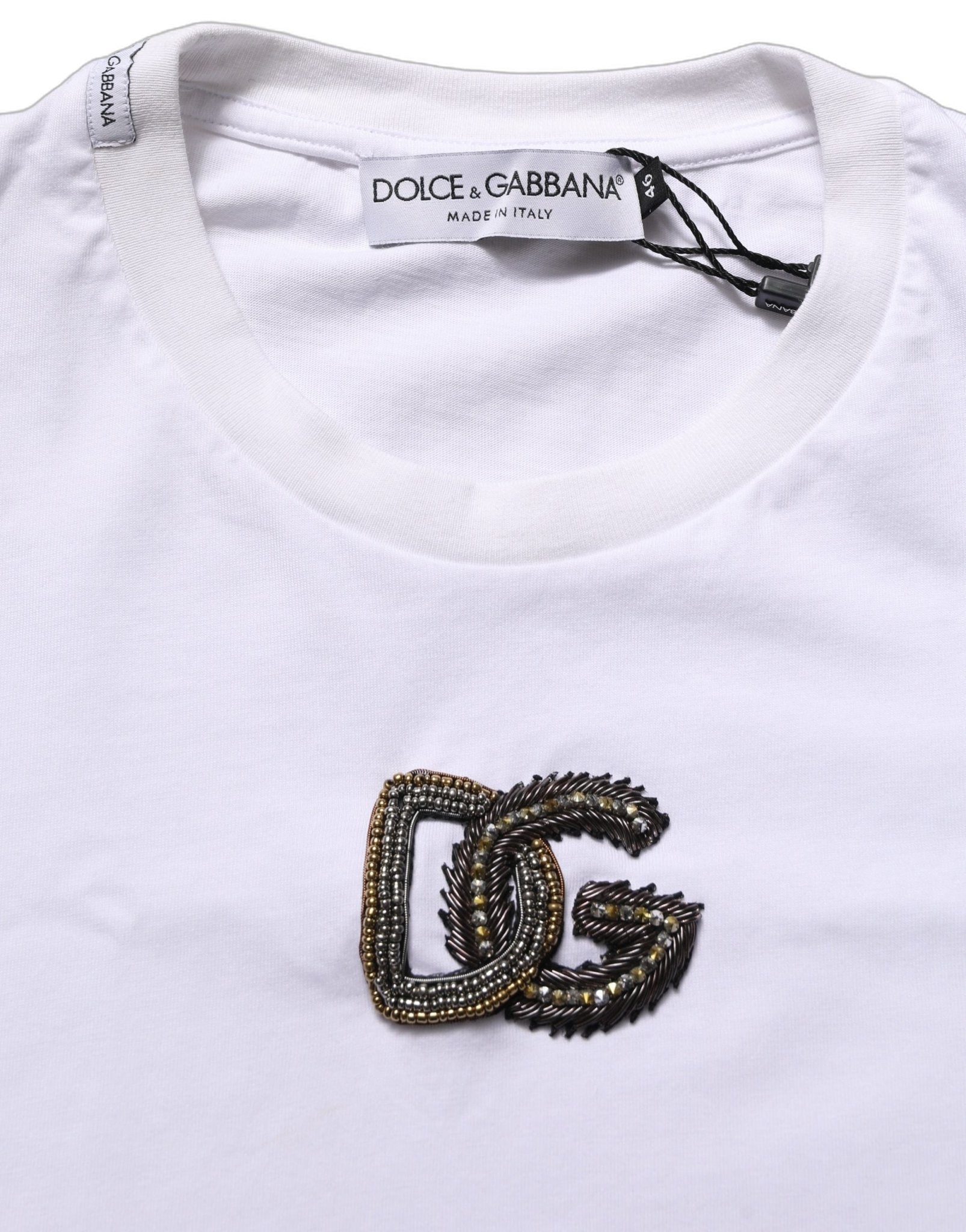 Dolce & Gabbana White DG Logo Cotton Crew Neck Men T-shirt - RIMODA