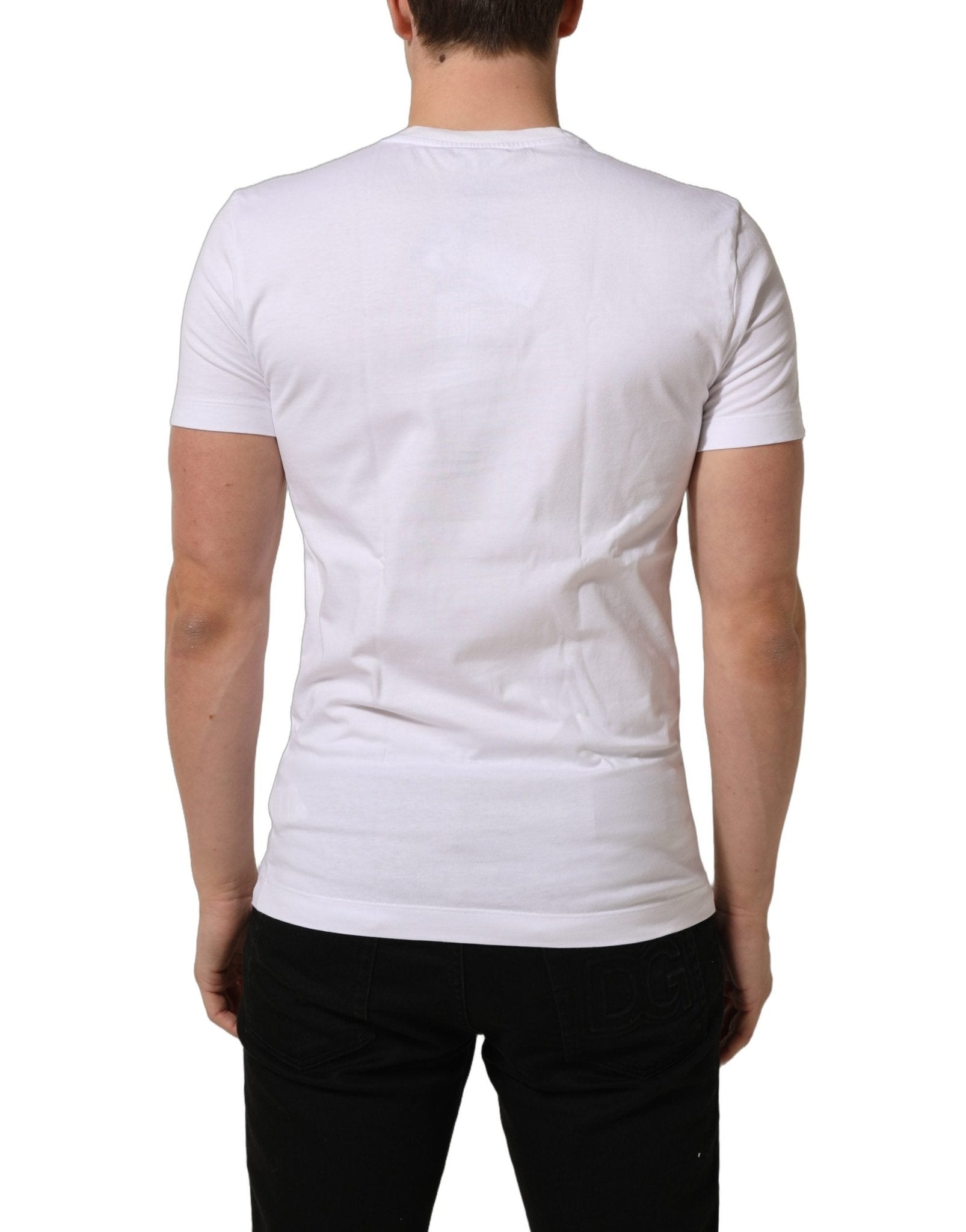 Dolce & Gabbana White DG Logo Cotton Crew Neck Men T-shirt - RIMODA