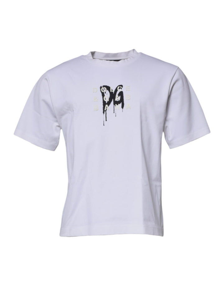 Dolce & Gabbana White DG Logo Crew Neck Short Sleeve T-shirt - RIMODA