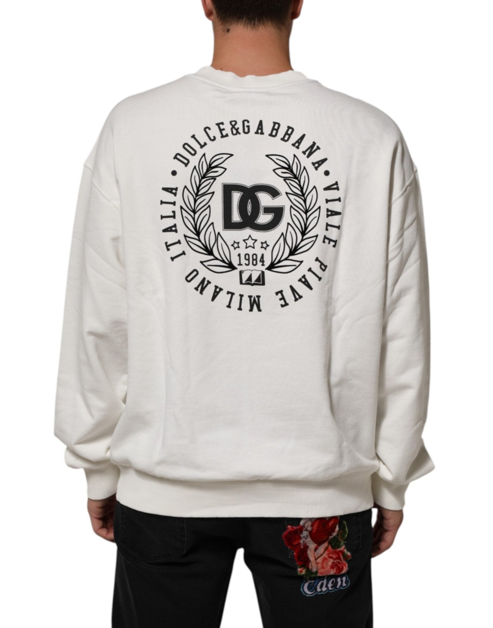 Dolce & Gabbana White DG Logo Crew Neck Sweatshirt Sweater - RIMODA