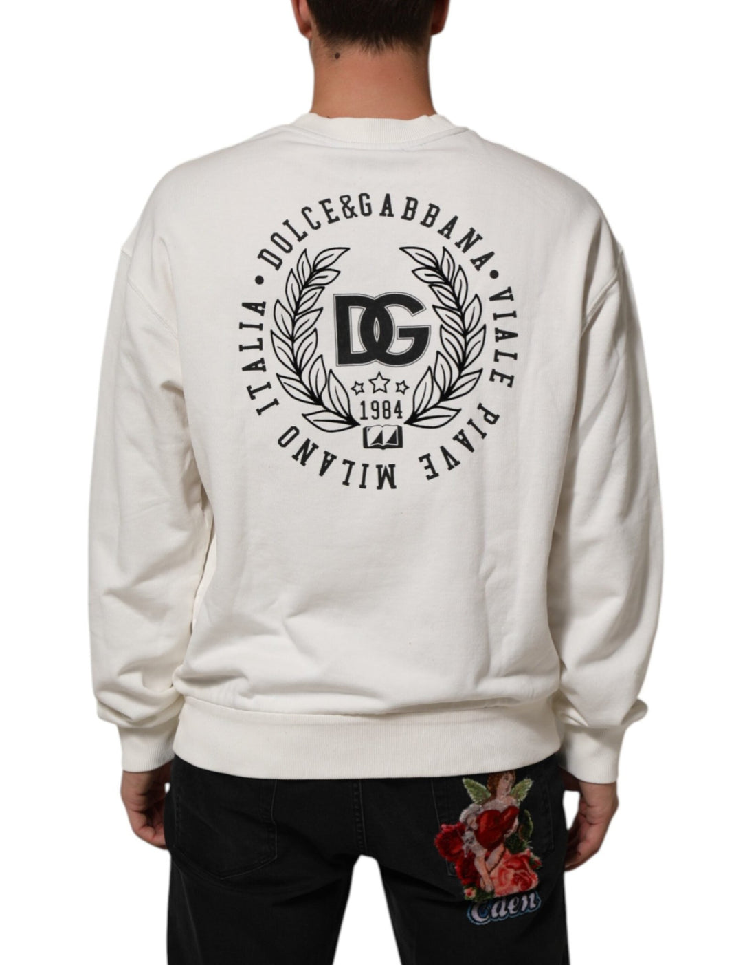 Dolce & Gabbana White DG Logo Crew Neck Sweatshirt Sweater - RIMODA