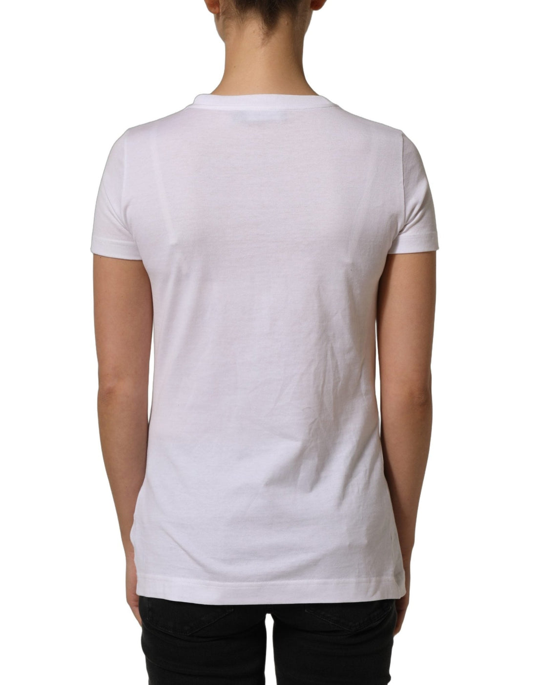 Dolce & Gabbana White DG Logo Embellished Round Neck T-shirt - RIMODA
