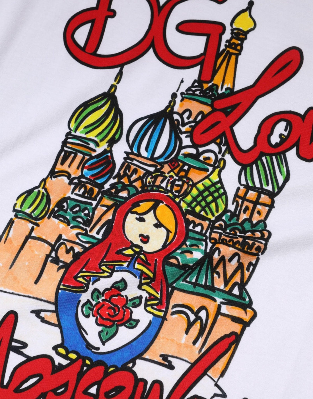 Dolce & Gabbana White DG Loves Moscow Cotton Crew Neck T-shirt - RIMODA