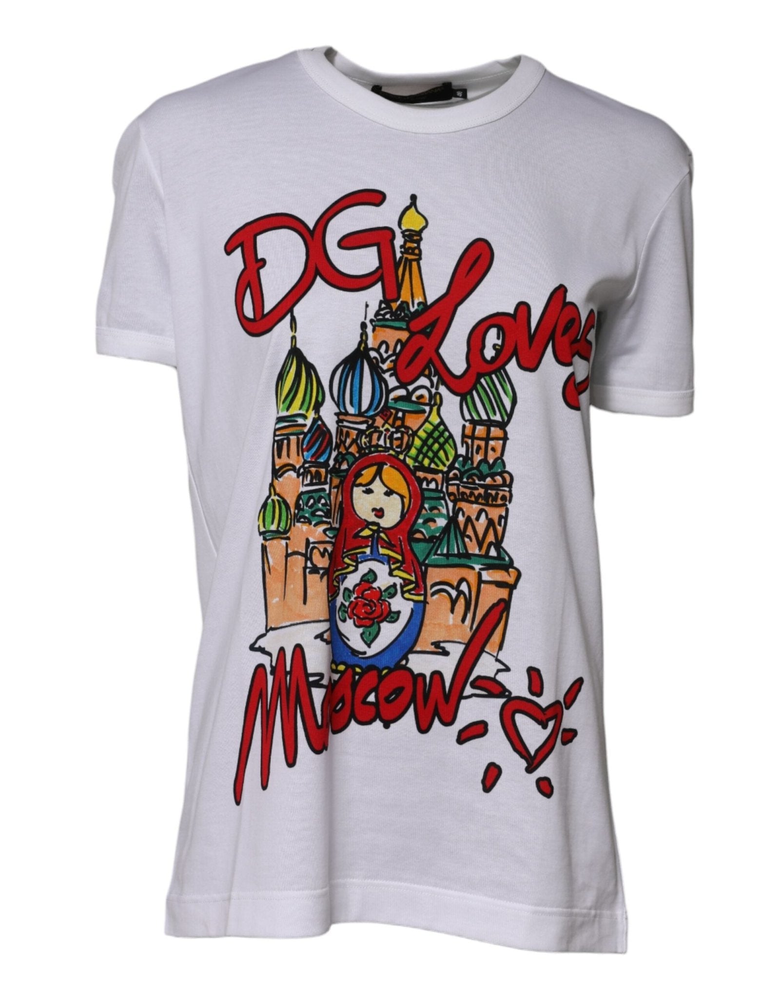 Dolce & Gabbana White DG Loves Moscow Cotton Crew Neck T-shirt - RIMODA