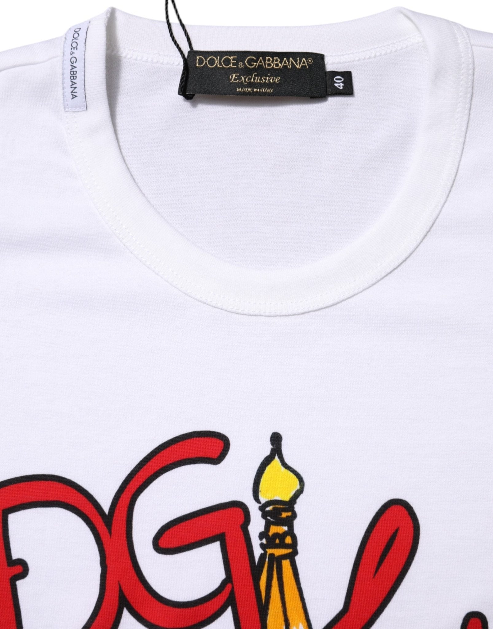 Dolce & Gabbana White DG Loves Moscow Cotton Crew Neck T-shirt - RIMODA