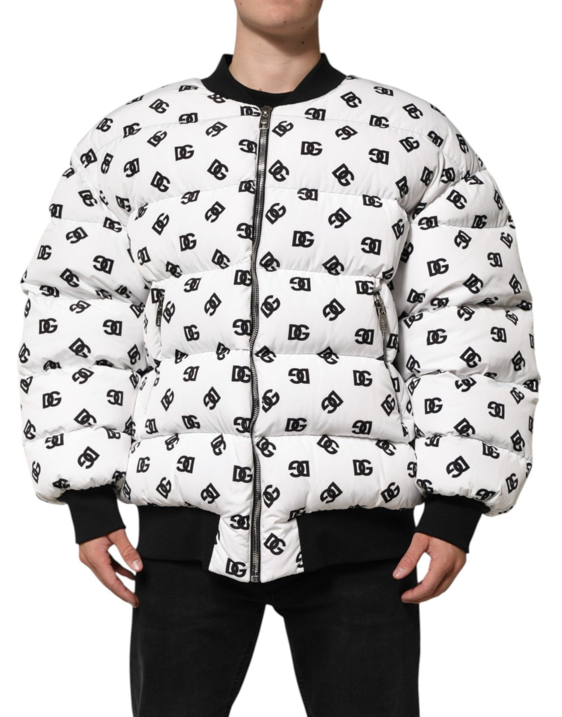 Dolce & Gabbana White DG Monogram Full Zip Quilted Jacket - RIMODA