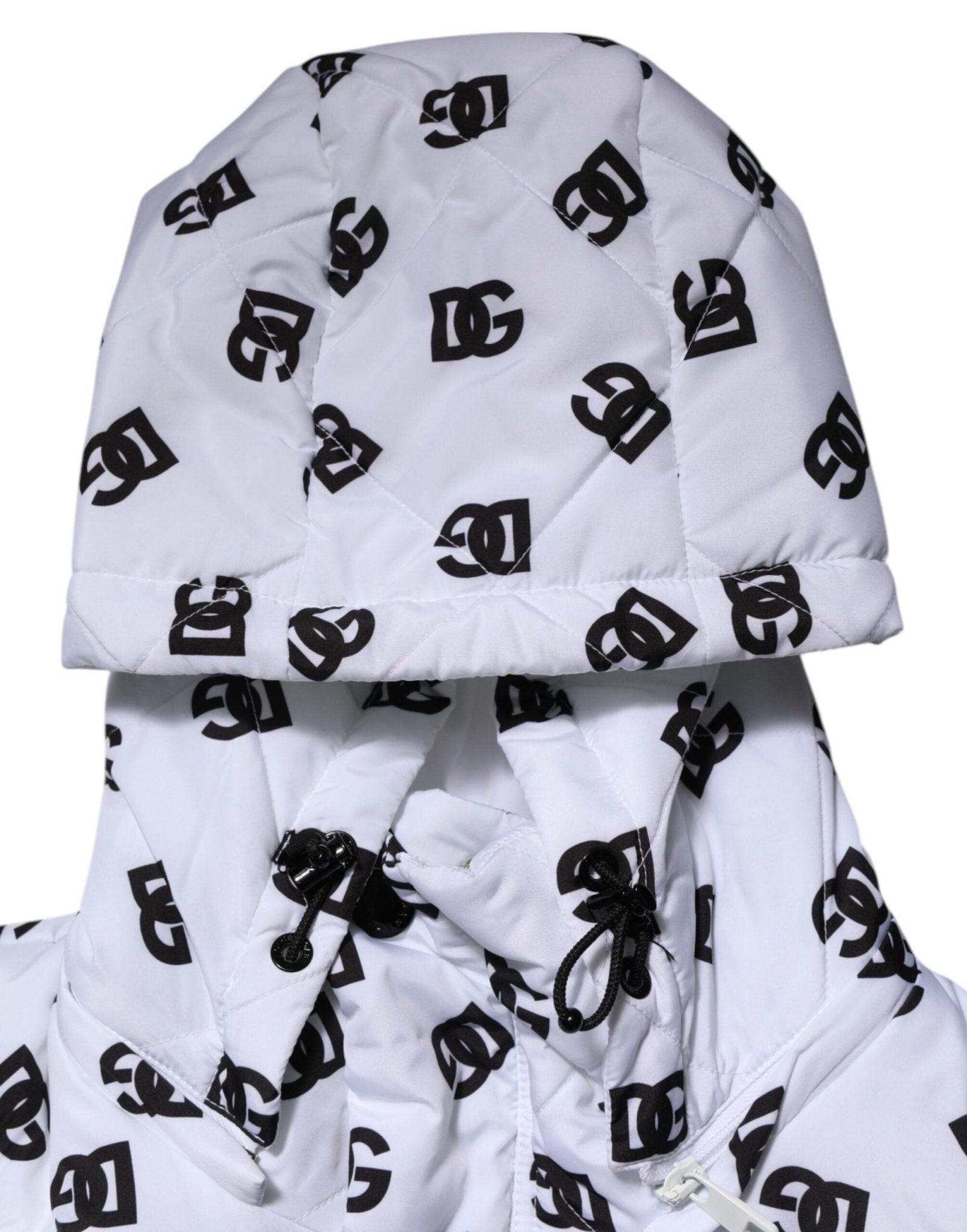 Dolce & Gabbana White DG Monogram Hooded Quilted Jacket - RIMODA