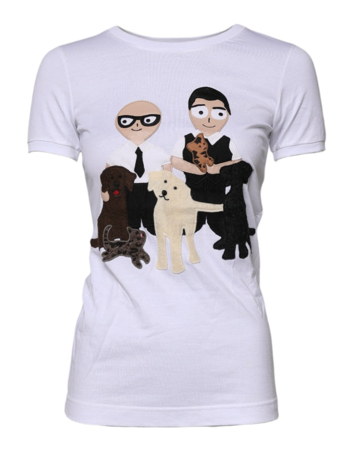 Dolce & Gabbana White DGFAMILY Embroidery Cotton T-shirt - RIMODA
