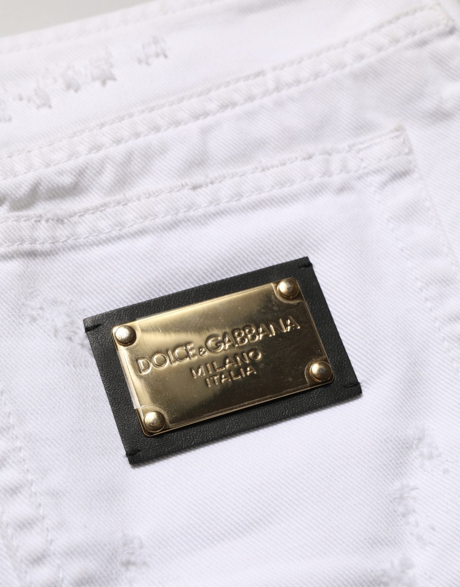 Dolce & Gabbana White Distressed Cotton Denim Mini Skirt - RIMODA
