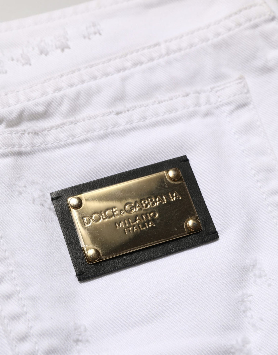 Dolce & Gabbana White Distressed Cotton Denim Mini Skirt - RIMODA