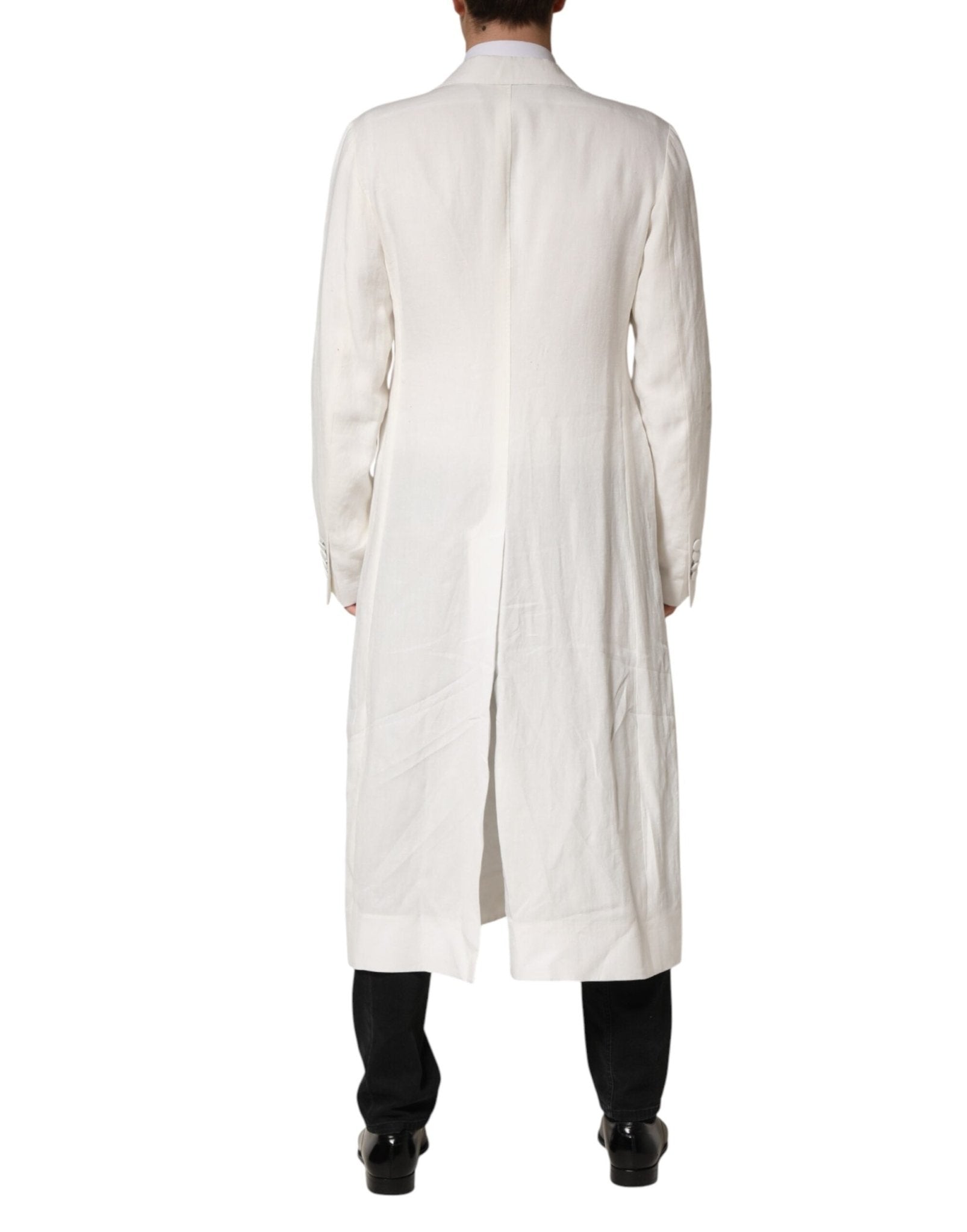 Dolce & Gabbana White Double Breasted Men Trench Coat Jacket - RIMODA