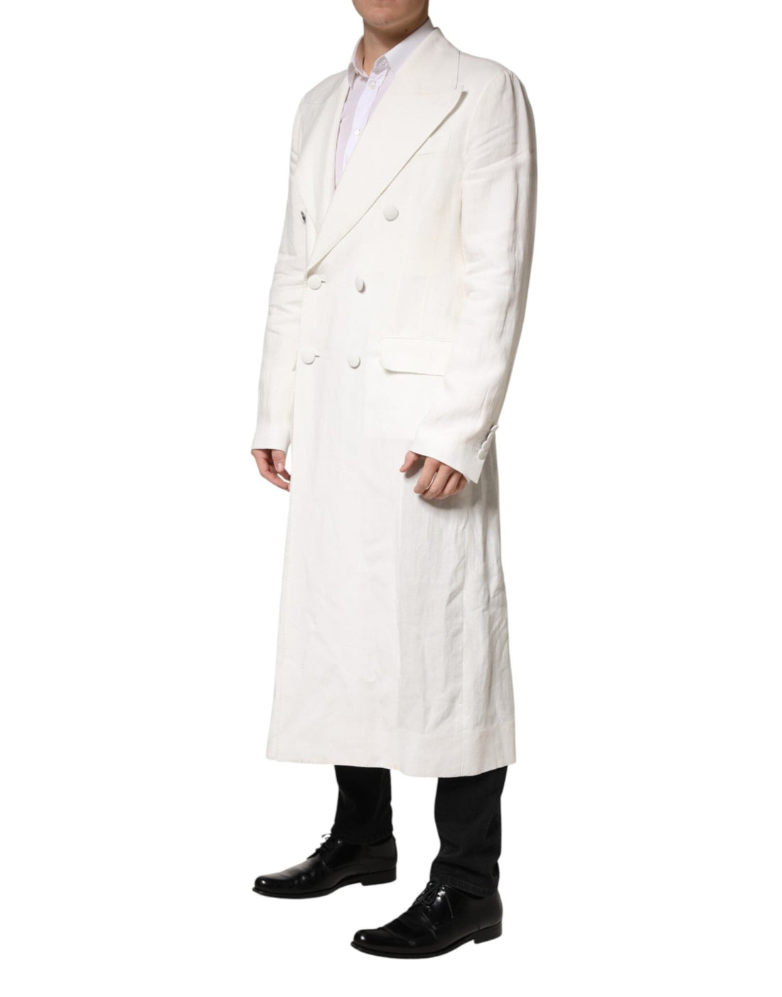 Dolce & Gabbana White Double Breasted Men Trench Coat Jacket - RIMODA