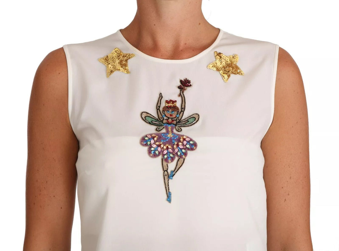 Dolce & Gabbana White Embellished Crystal Sequin Fairy Top - RIMODA