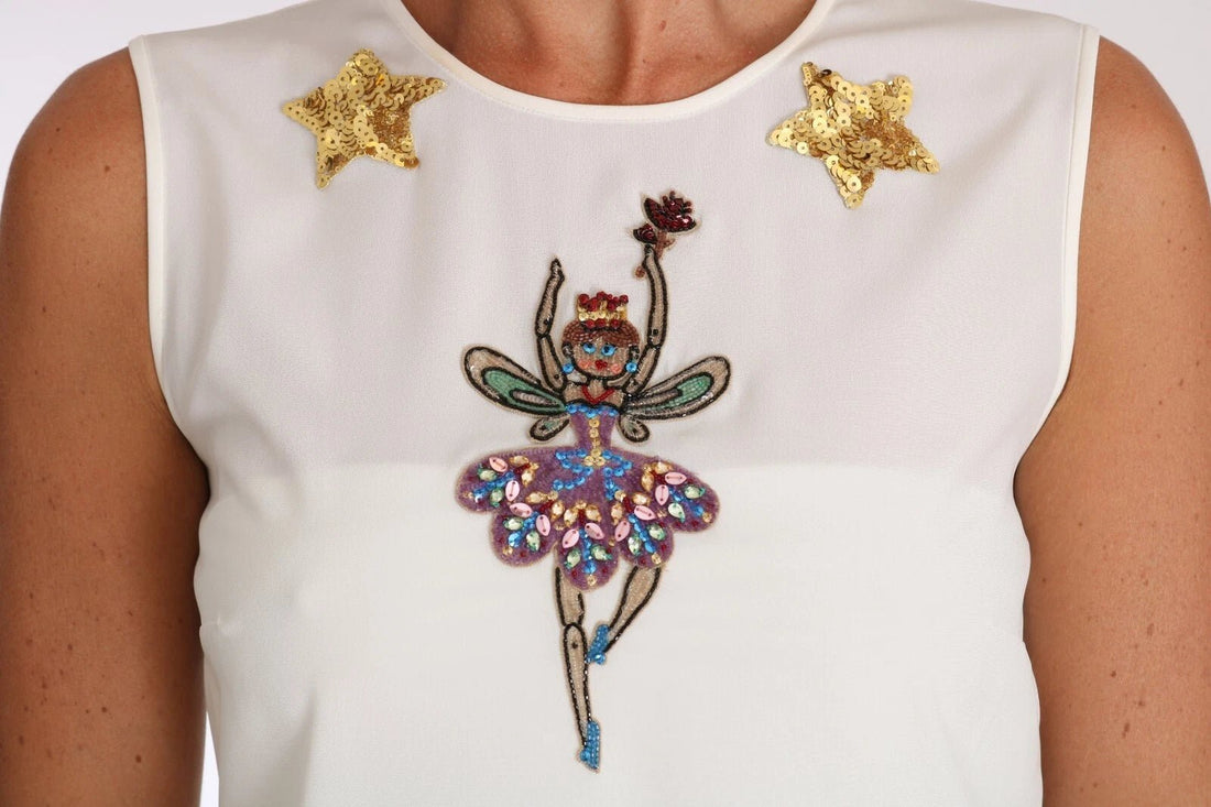 Dolce & Gabbana White Embellished Crystal Sequin Fairy Top - RIMODA