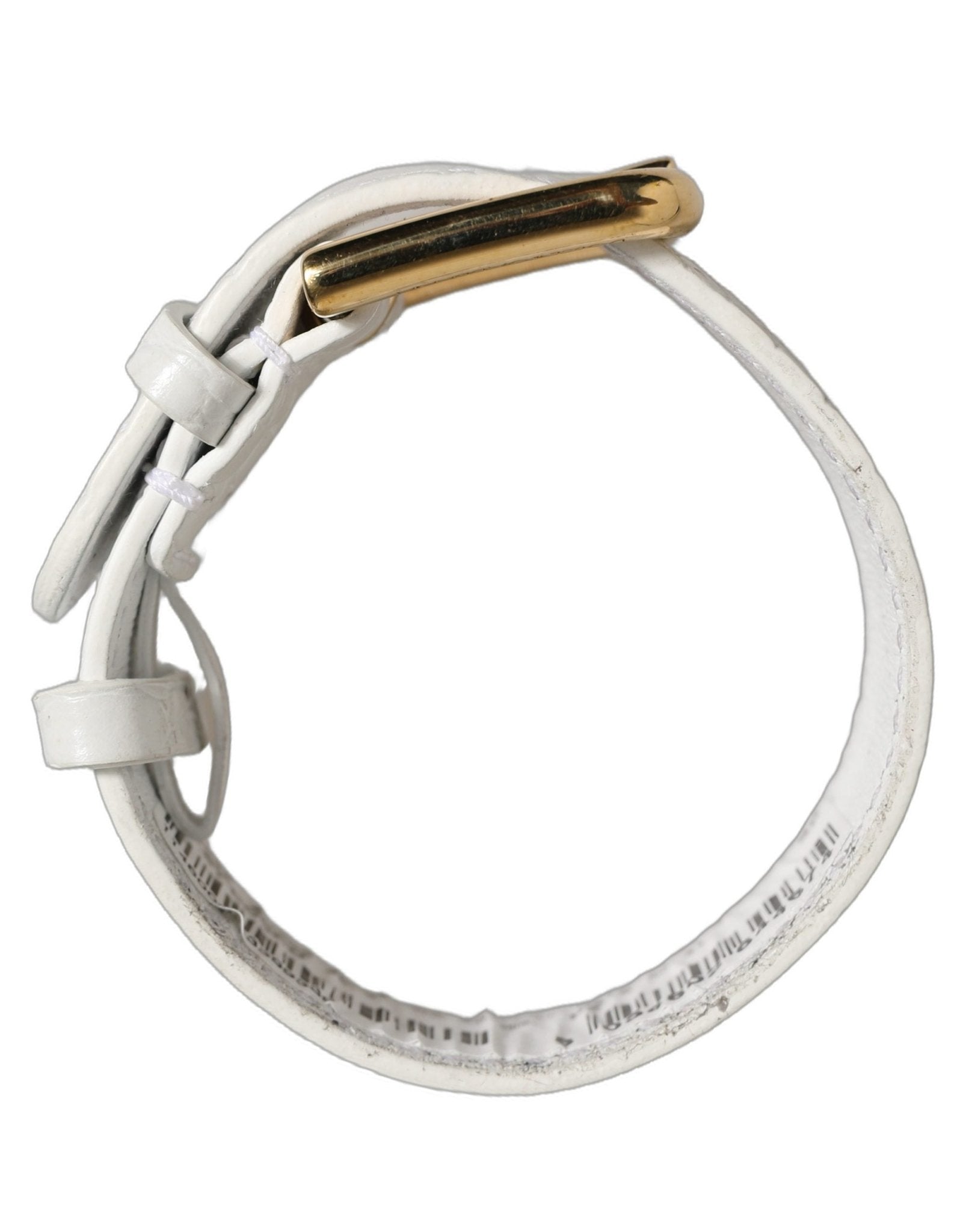 Dolce & Gabbana White Embossed Leather Gold Buckle Belt Strap Bracelet - RIMODA
