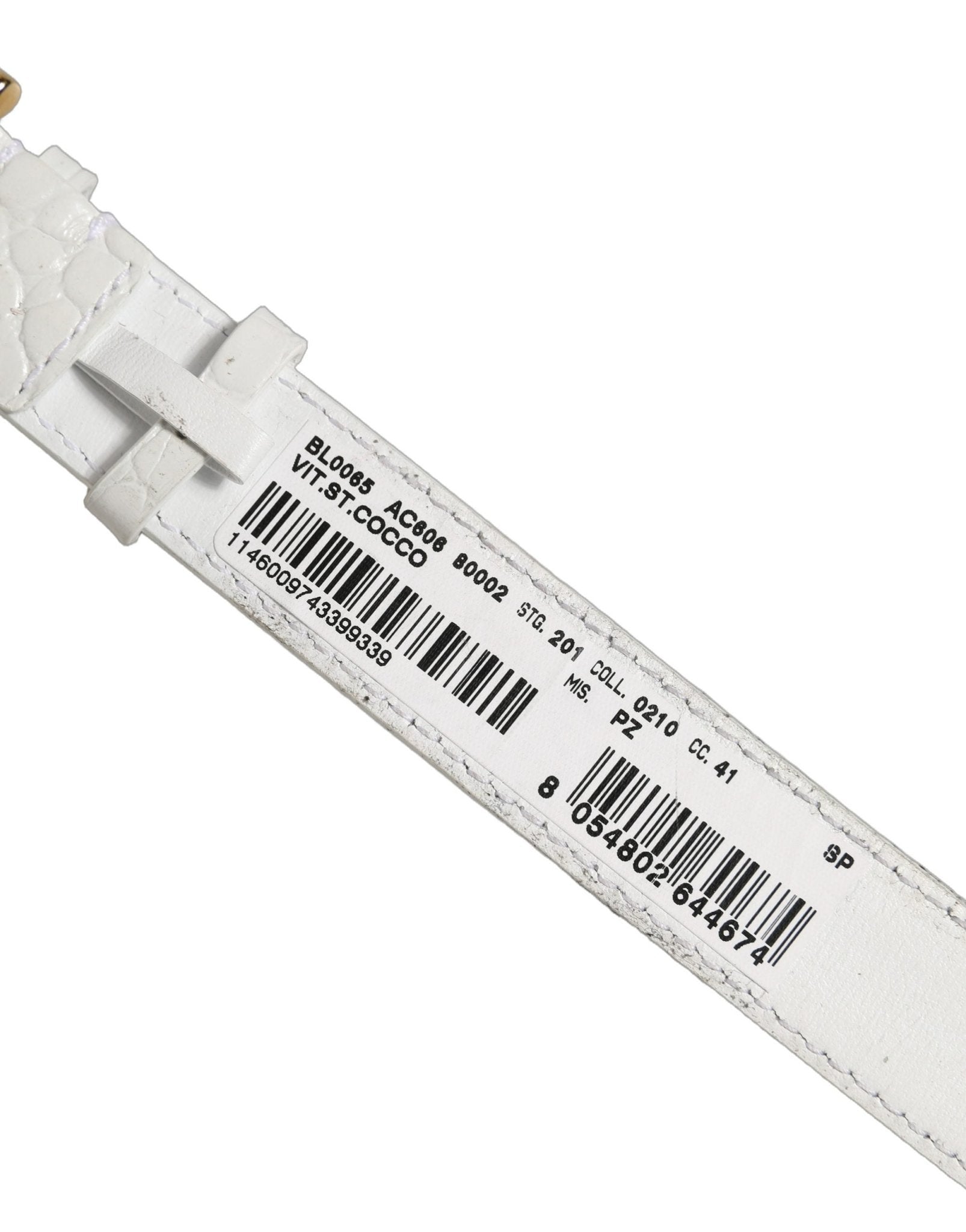 Dolce & Gabbana White Embossed Leather Gold Buckle Belt Strap Bracelet - RIMODA
