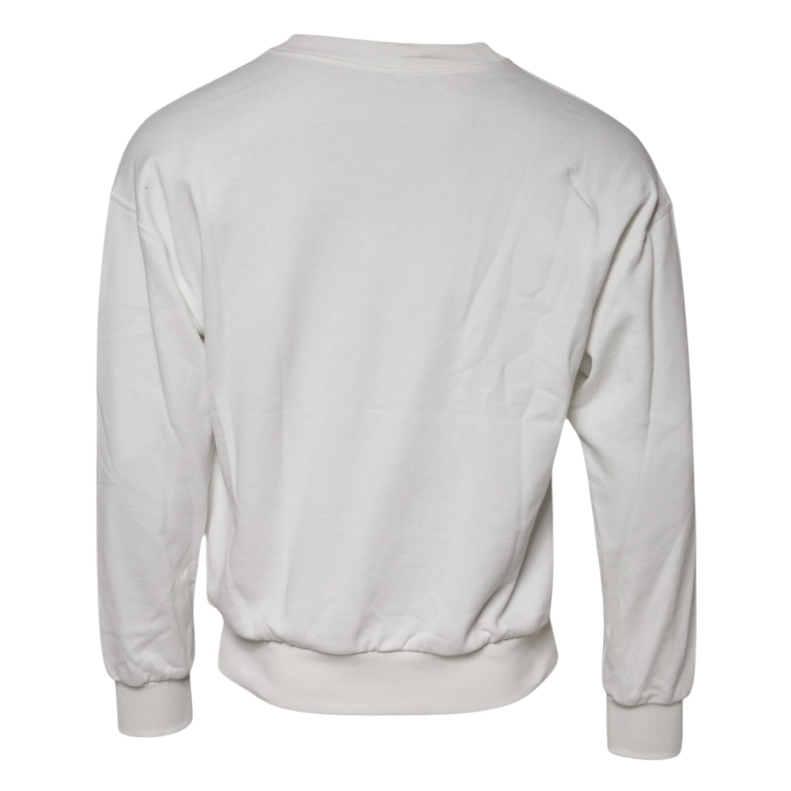 Dolce & Gabbana White Embossed Logo Cotton Crew Neck Sweater - RIMODA