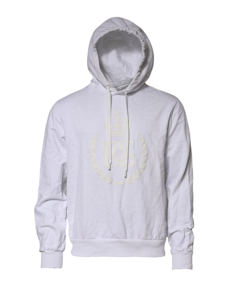 Dolce & Gabbana White Embossed Logo Hooded Sweatshirt Sweater - RIMODA