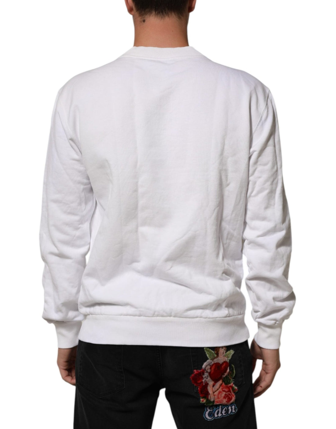 Dolce & Gabbana White Embossed Logo Men Sweatshirt Sweater - RIMODA