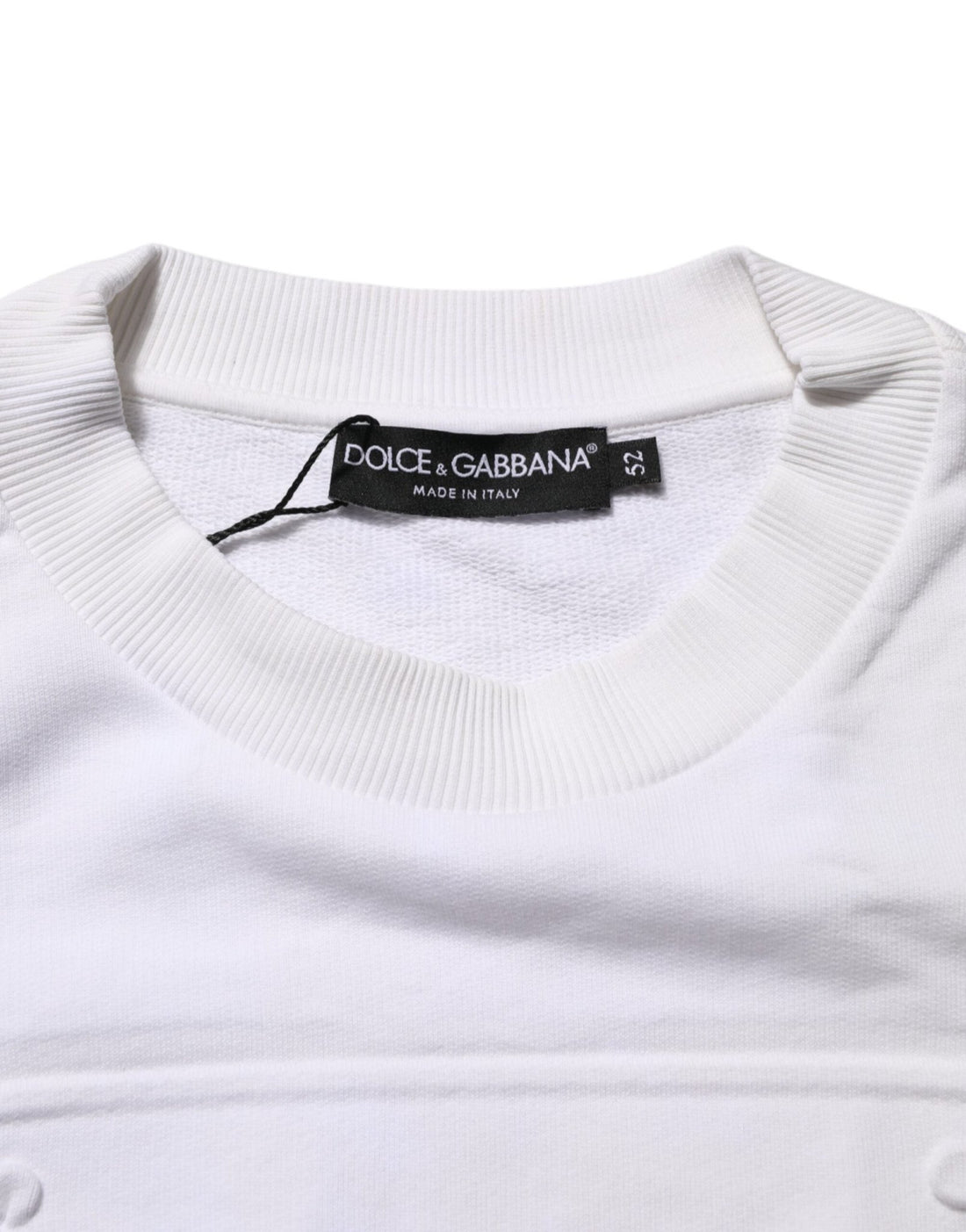 Dolce & Gabbana White Embossed Logo Men Sweatshirt Sweater - RIMODA