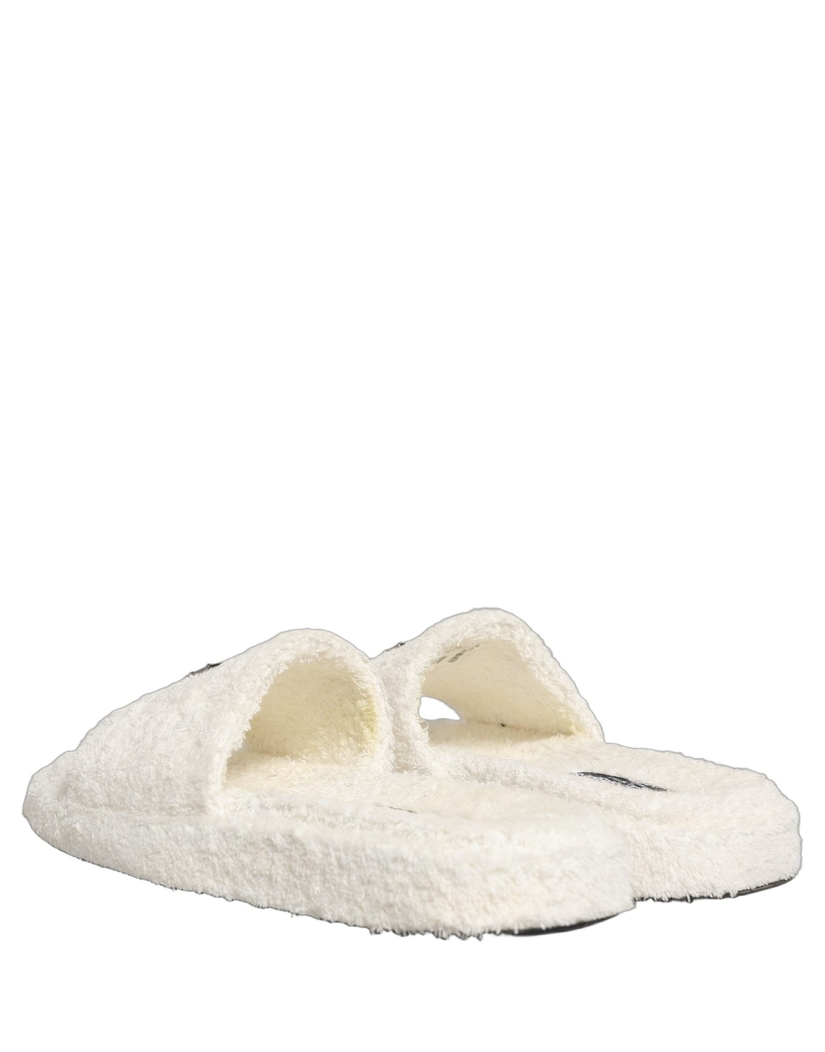 Dolce & Gabbana White Faux Fur Flats Men Slides Sandals Shoes - RIMODA
