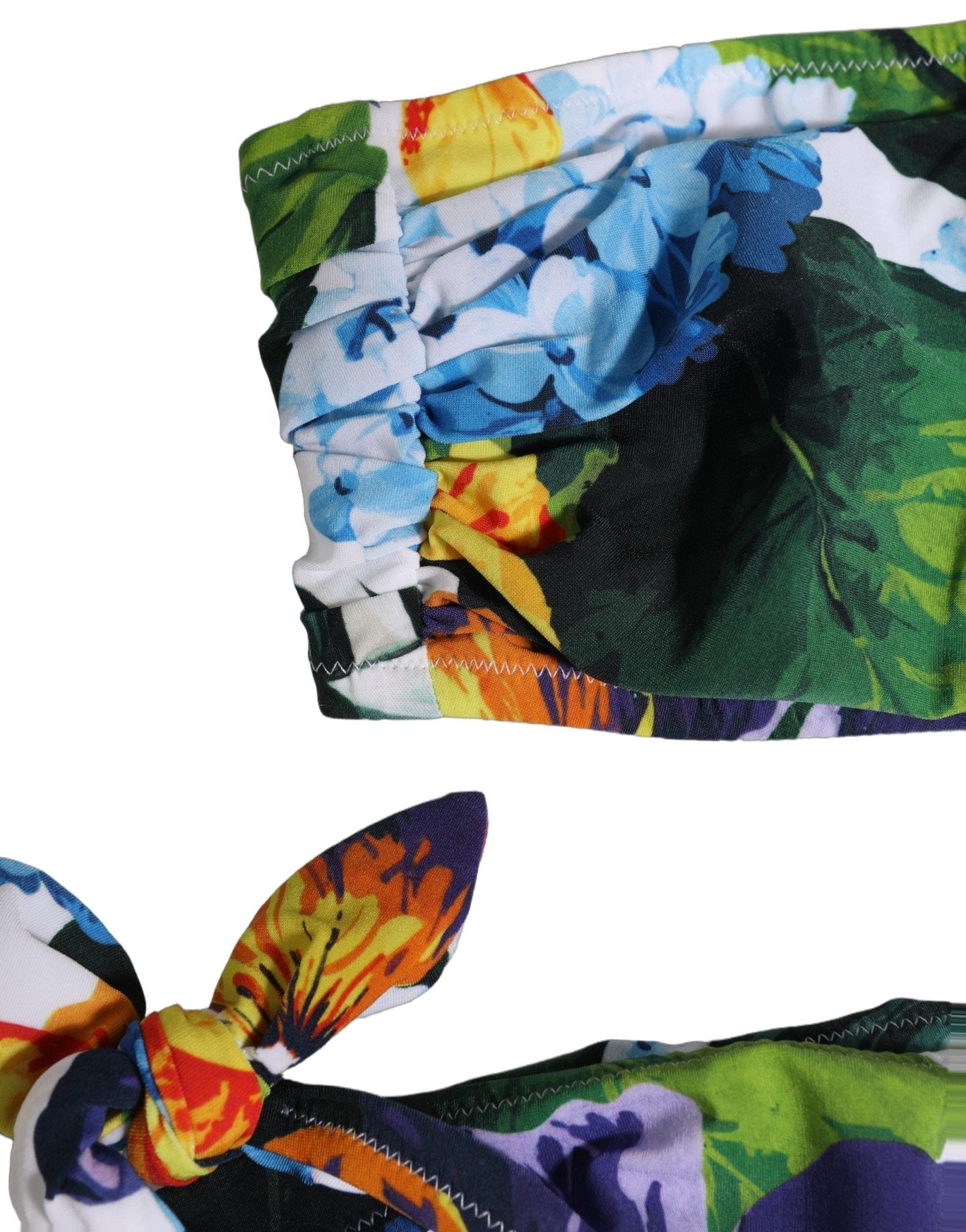 Dolce & Gabbana White Floral Bandeau Brief Two Piece Swimwear - RIMODA